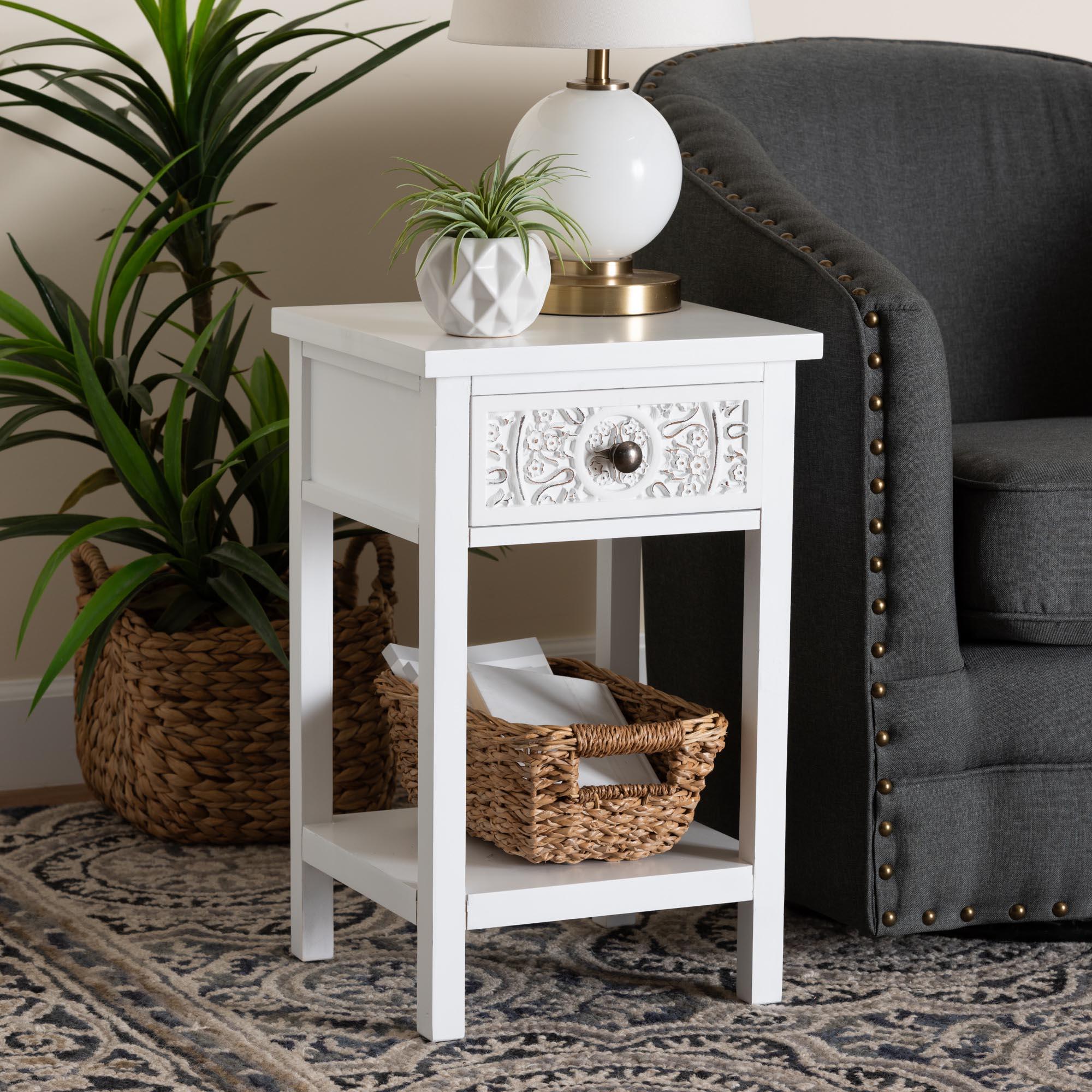 Yelena Classic and Traditional Finished Wood 1-Drawer End Table