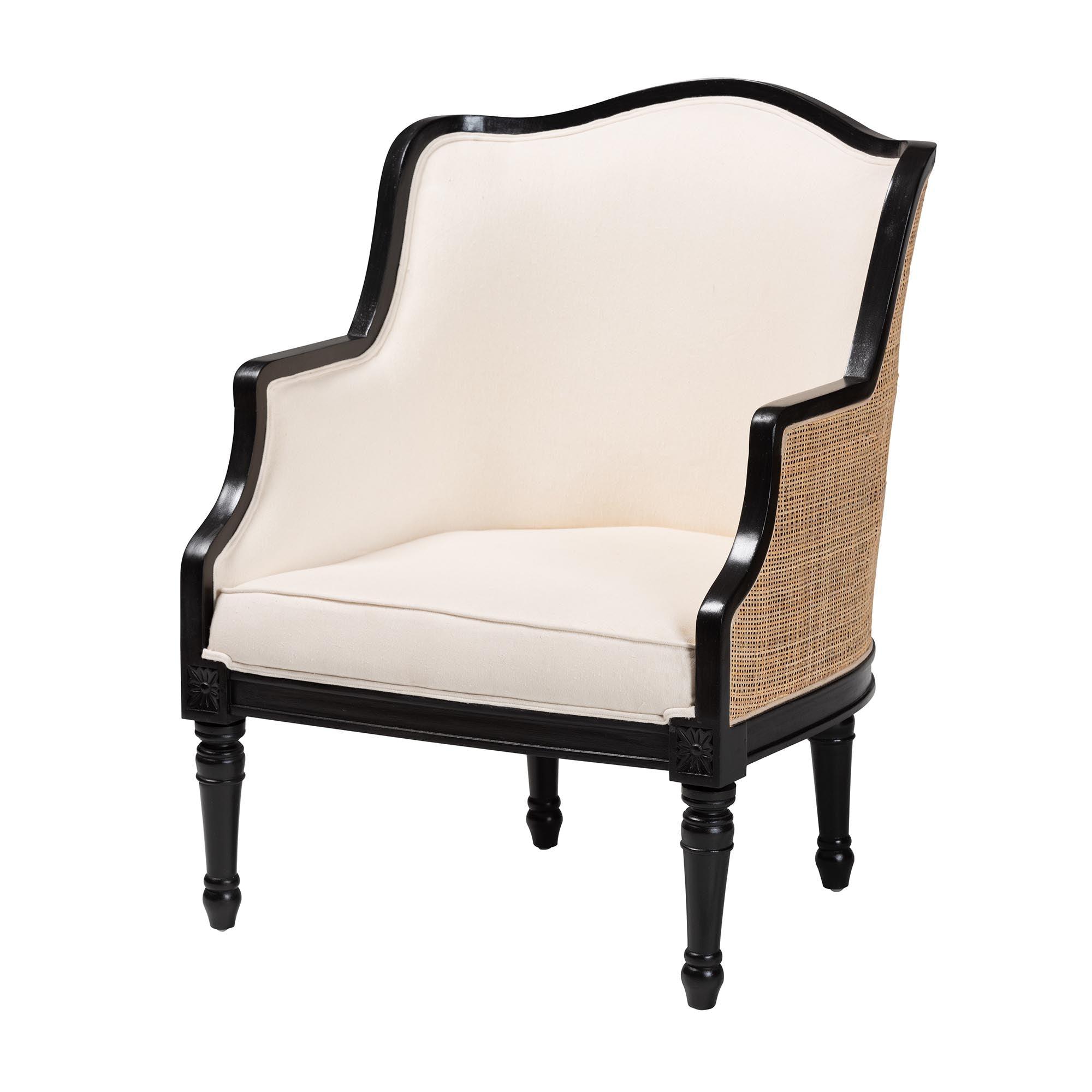 bali & pari Elizette Traditional French Fabric and Finished Wood Accent Chair