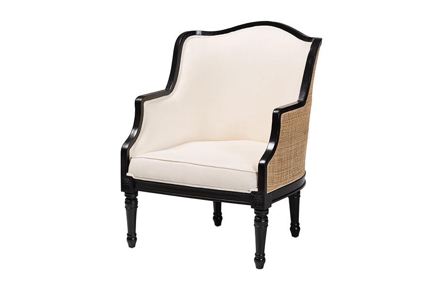 bali & pari Elizette Traditional French Fabric and Finished Wood Accent Chair