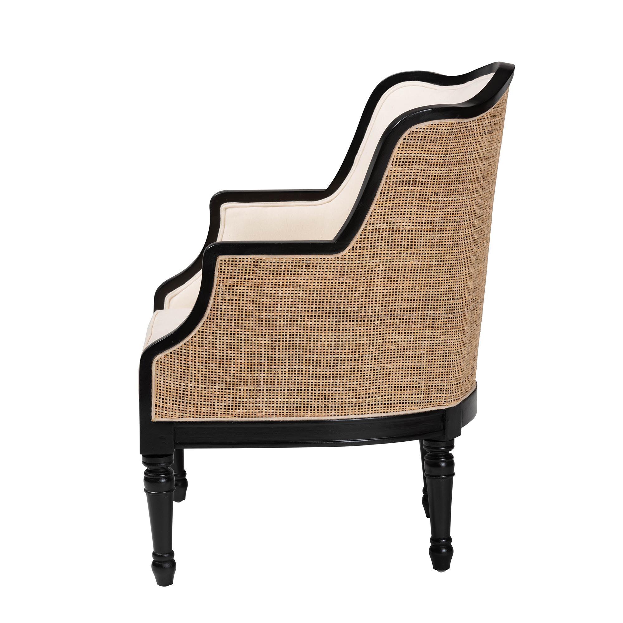 bali & pari Elizette Traditional French Fabric and Finished Wood Accent Chair