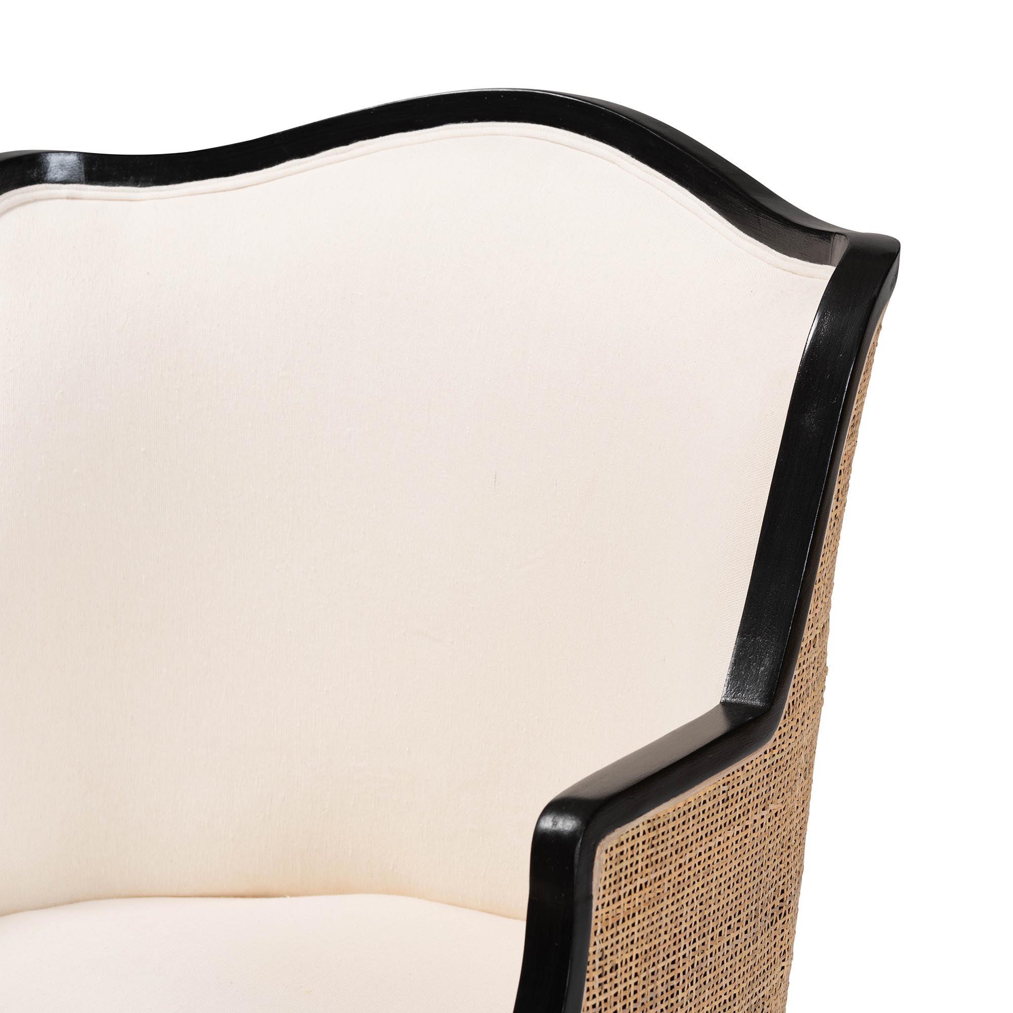 bali & pari Elizette Traditional French Fabric and Finished Wood Accent Chair