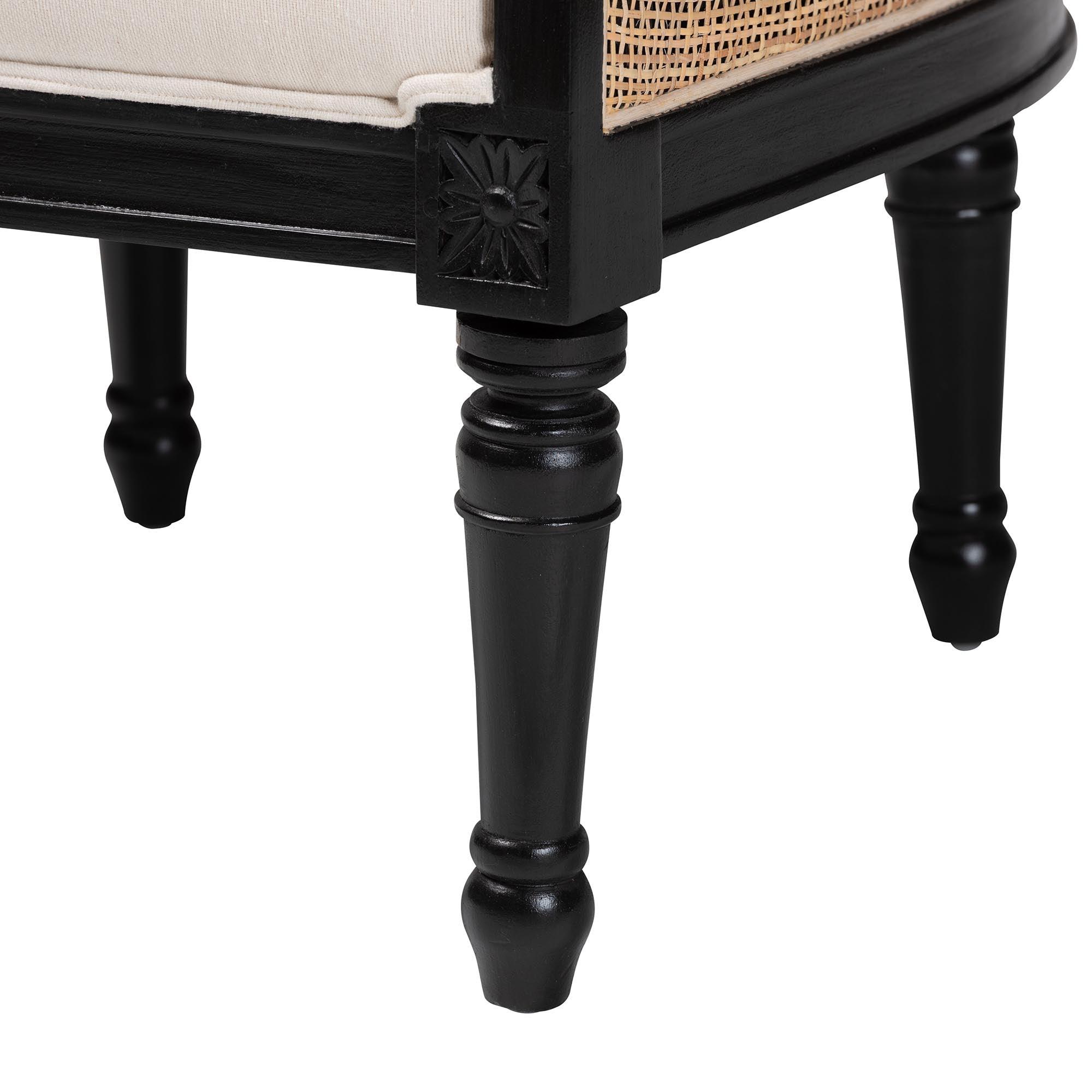 bali & pari Elizette Traditional French Fabric and Finished Wood Accent Chair