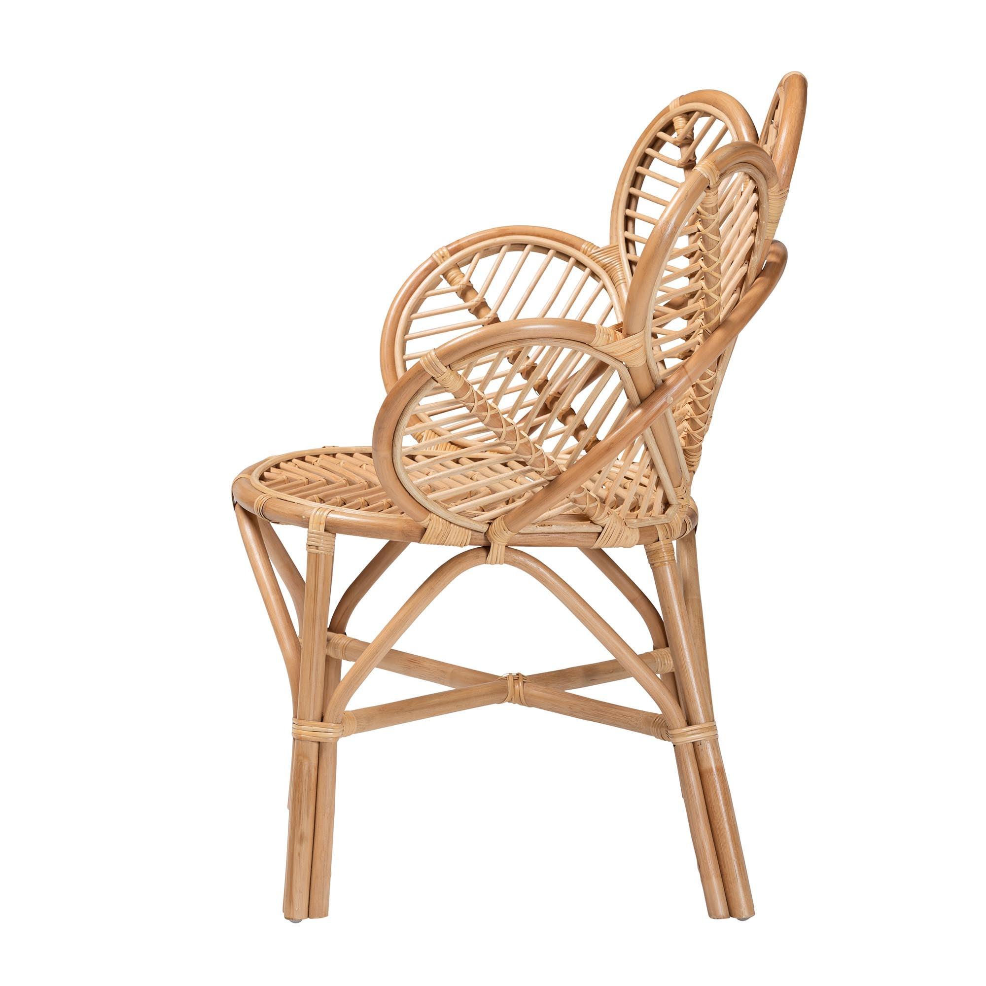bali & pari Eliava Modern Bohemian Rattan Flower Accent Chair