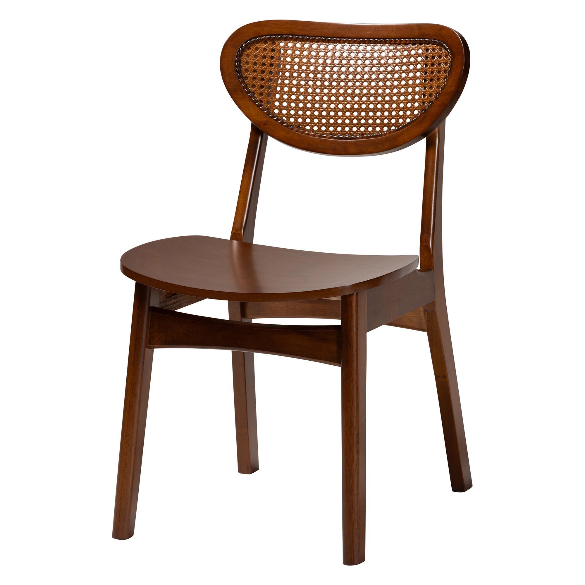 Giuliana Mid-Century Modern Finished Wood and Woven Rattan 5-Piece Dining Set