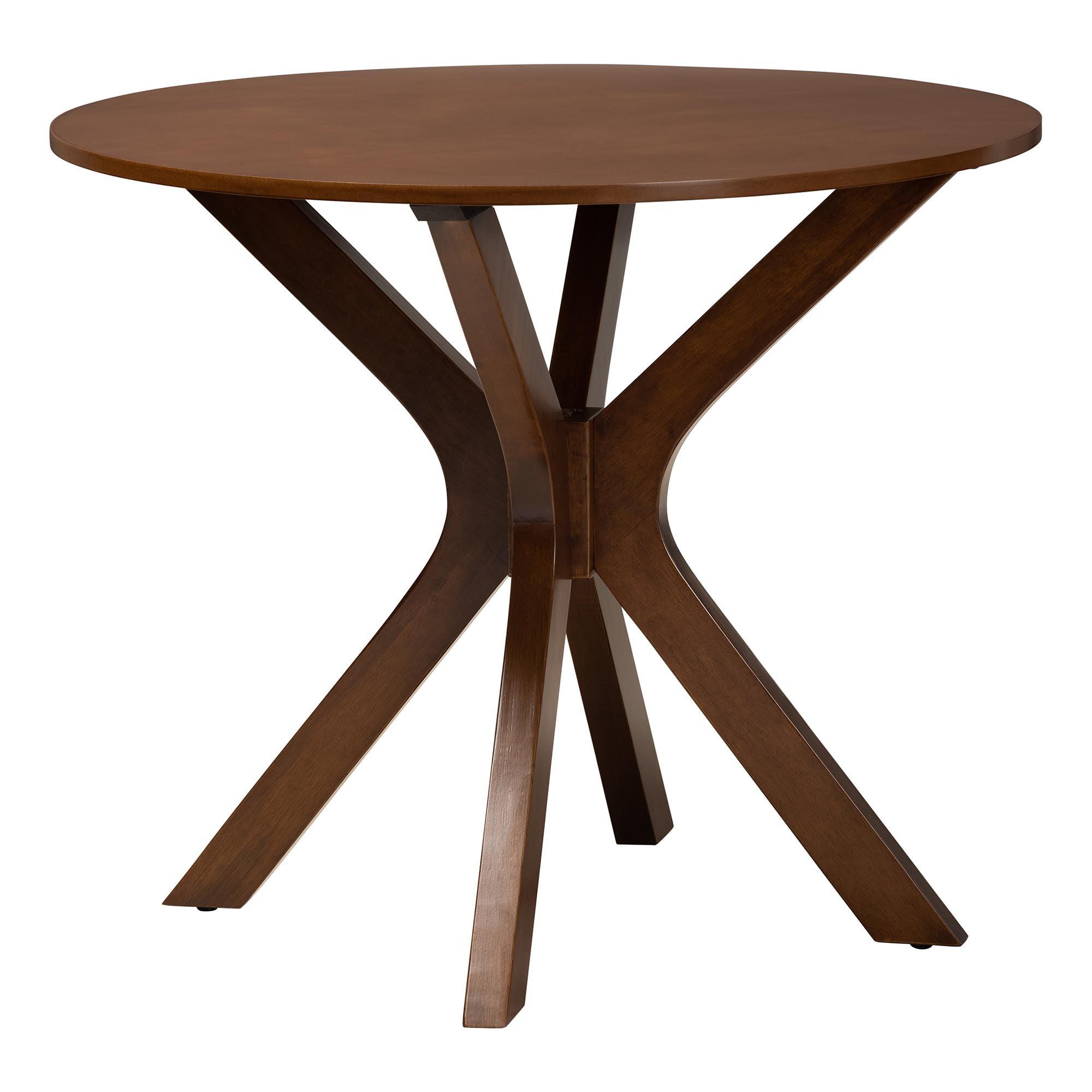 Giuliana Mid-Century Modern Finished Wood and Woven Rattan 5-Piece Dining Set