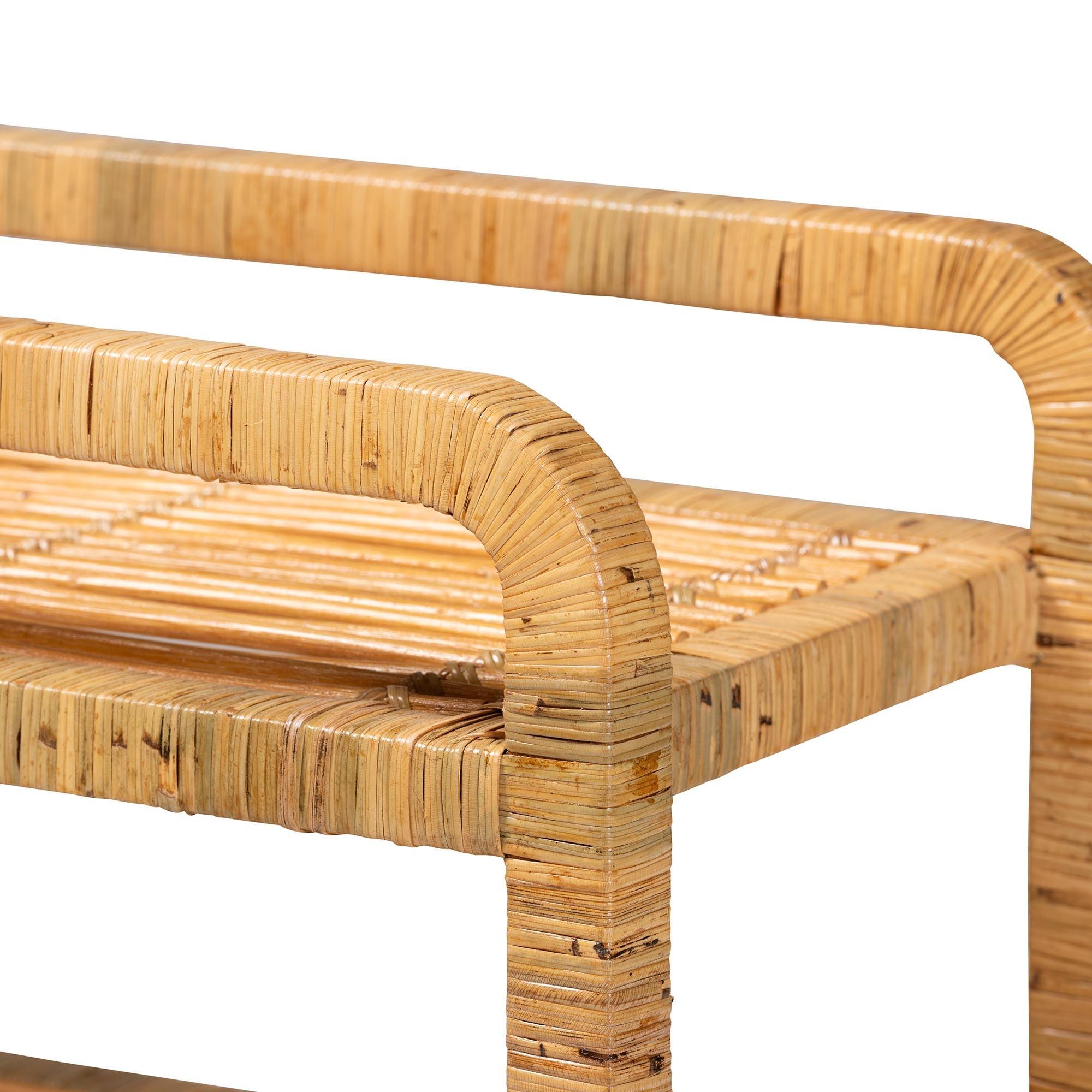 bali & pari Delphine Modern Bohemian Rattan Kitchen Cart