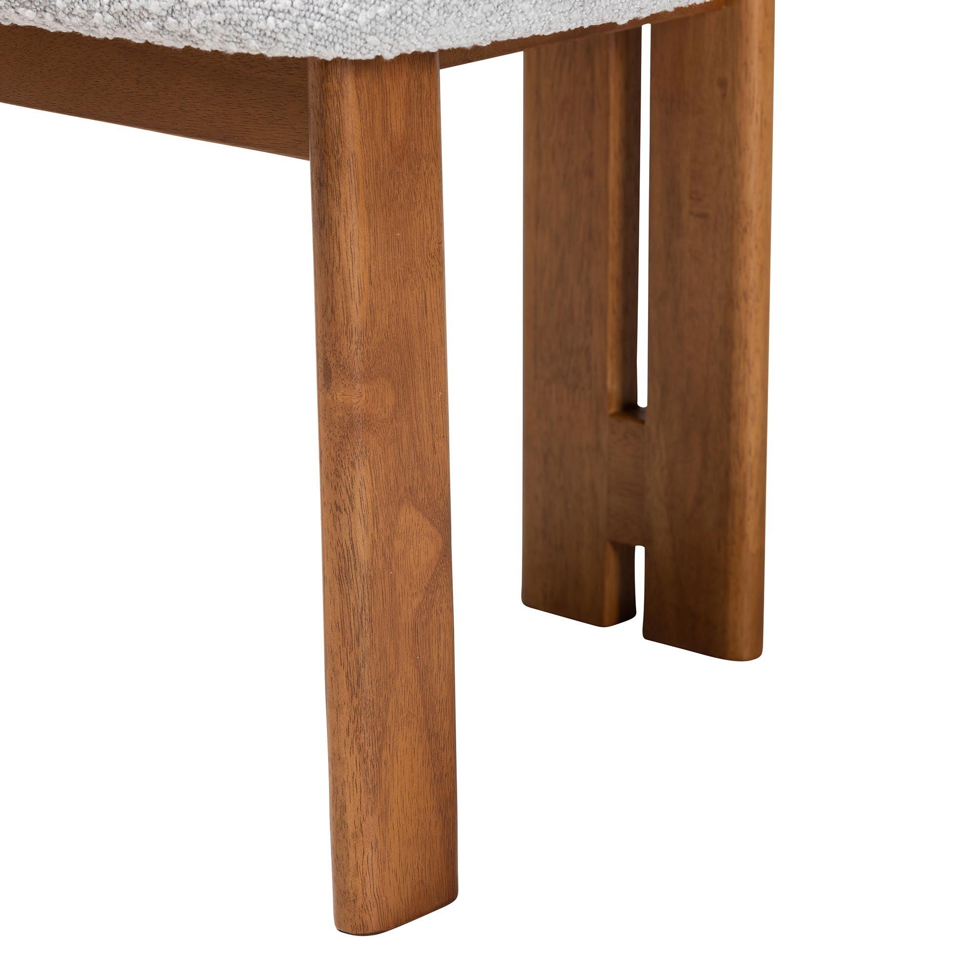 Kacela Modern Japandi Light Boucle Fabric and Finished Wood 2-Piece Dining Chair Set
