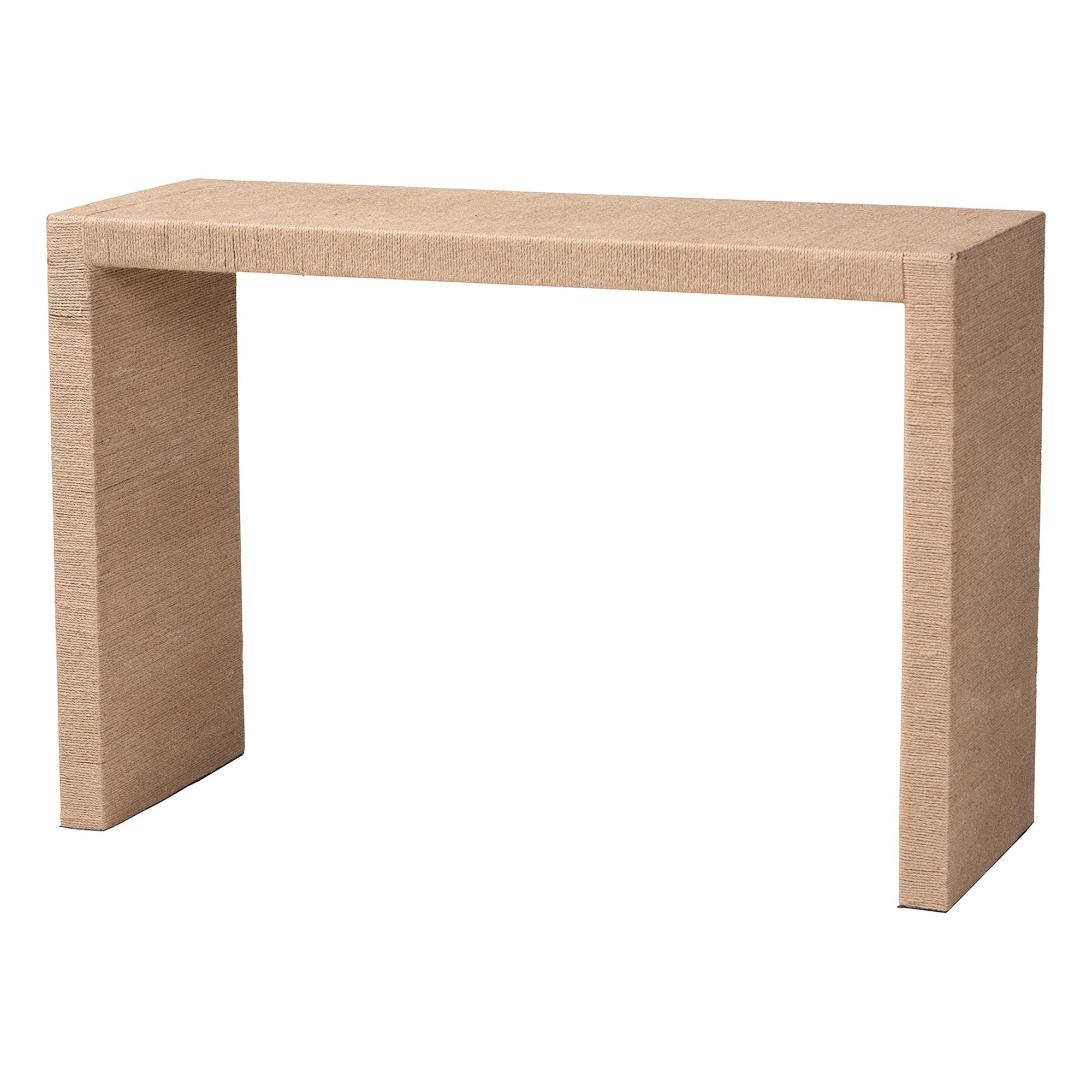bali & pari Colandra Modern Bohemian Jute and Wood Console Table