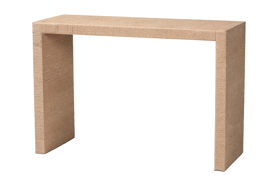 bali & pari Colandra Modern Bohemian Jute and Wood Console Table