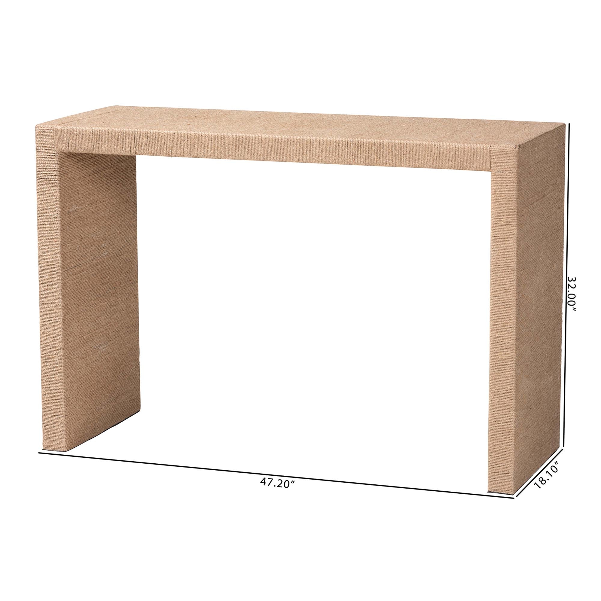 bali & pari Colandra Modern Bohemian Jute and Wood Console Table