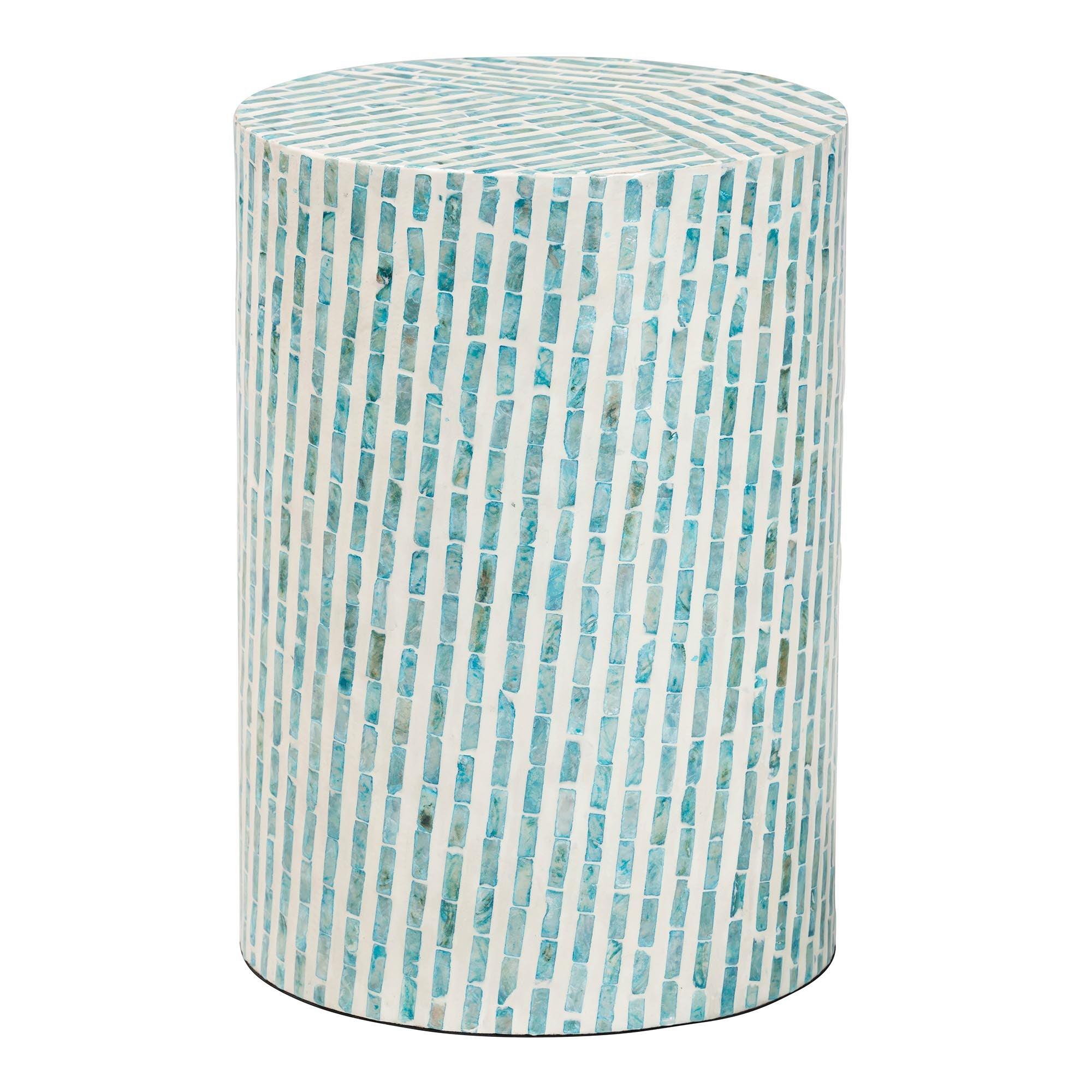 Draven Modern Bohemian and Mother of Pearl End Table