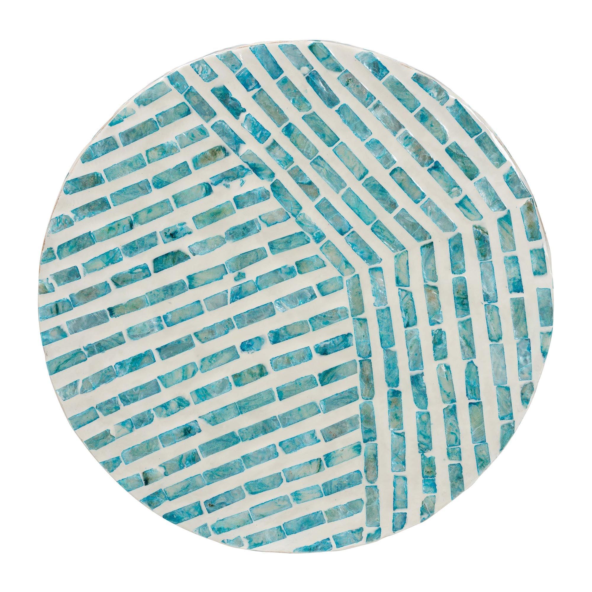 Draven Modern Bohemian and Mother of Pearl End Table