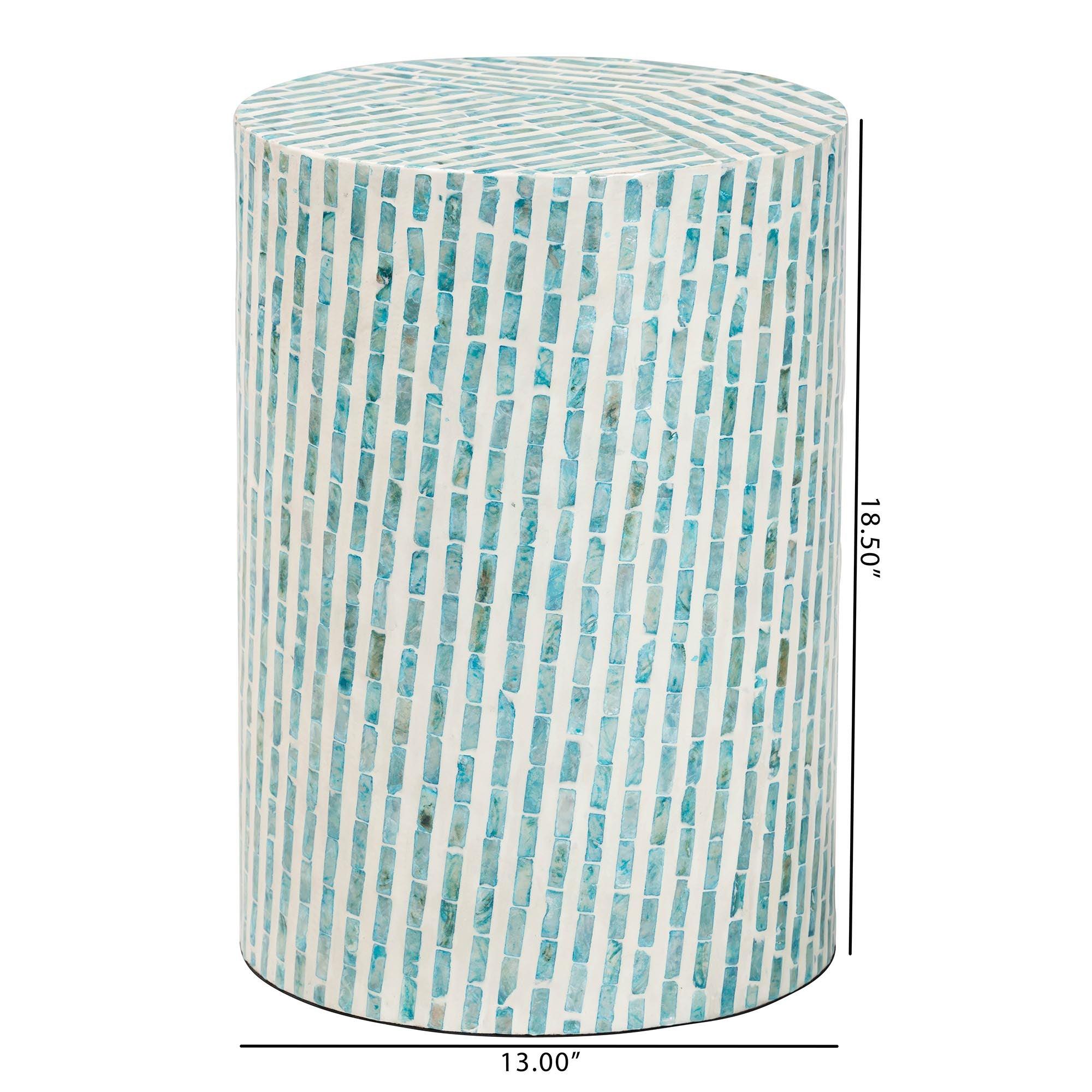 Draven Modern Bohemian and Mother of Pearl End Table
