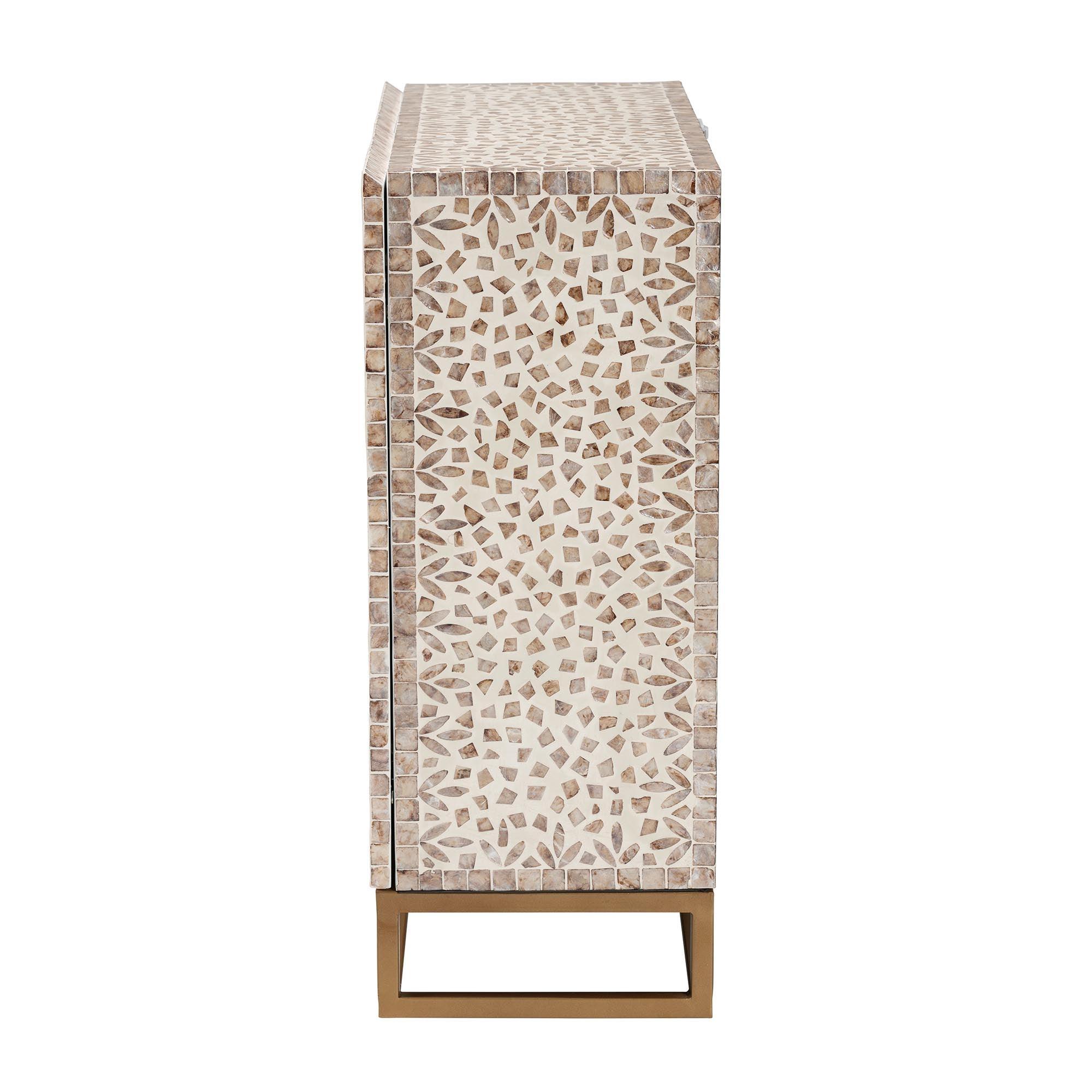 Ercilia Modern Bohemian and Rustic Mother of Pearl Storage Cabinet