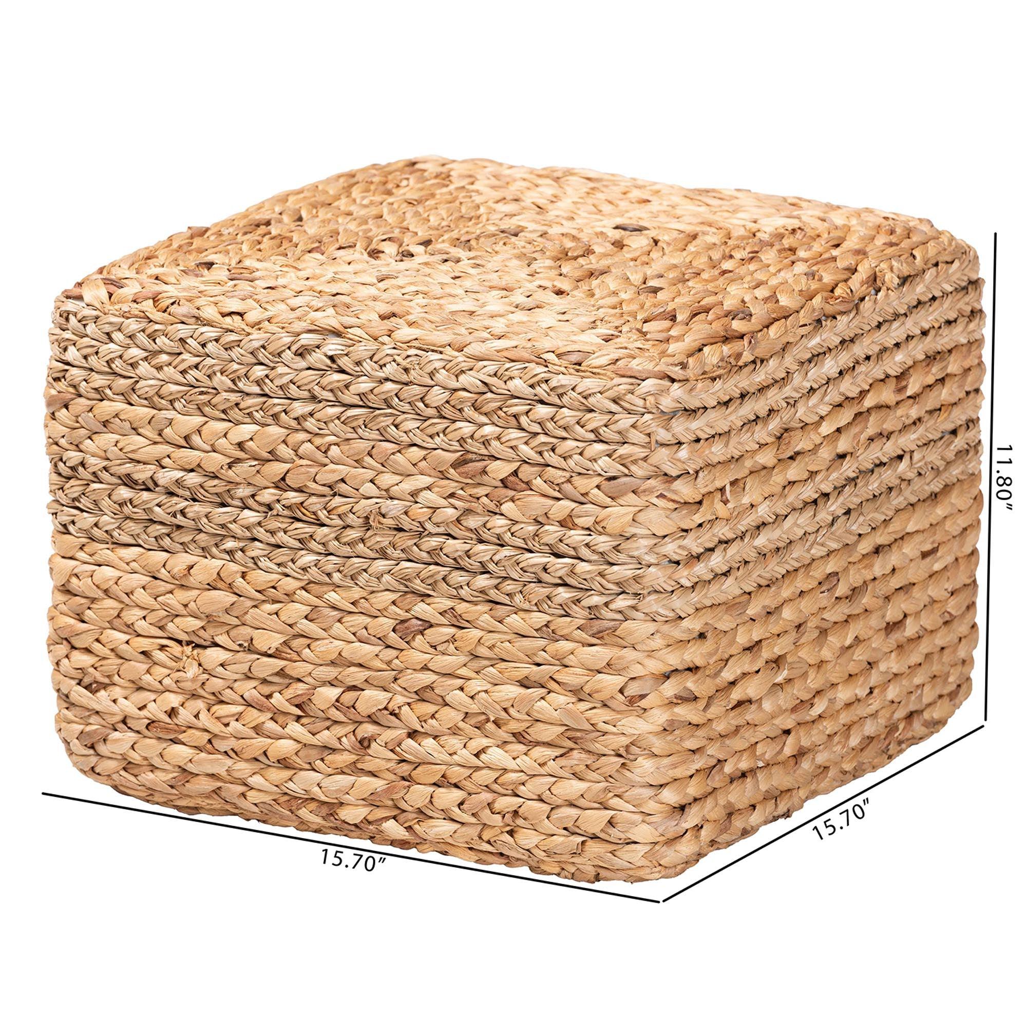 bali & pari Marella Modern Bohemian Seagrass Accent Footstool
