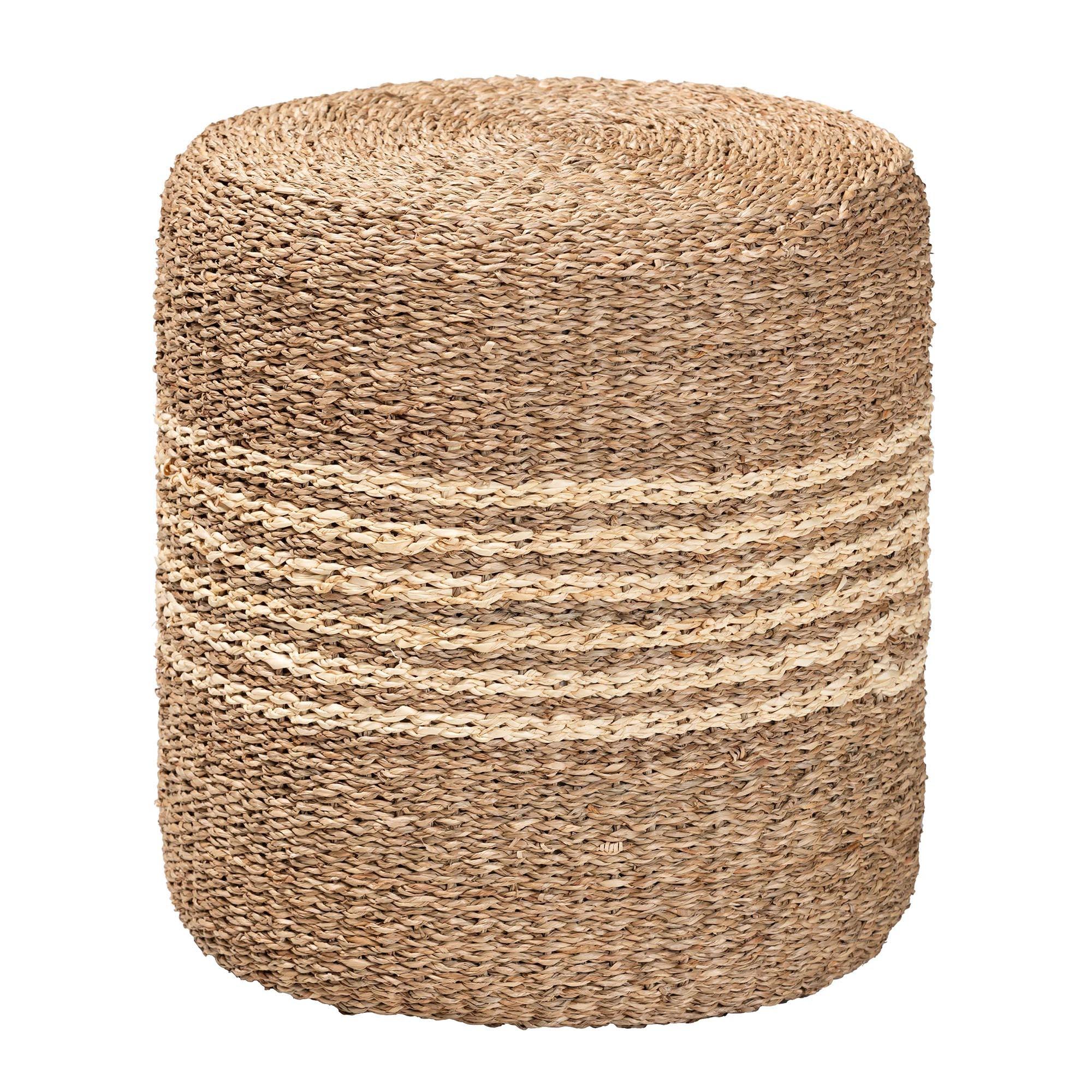 bali & pari Wickham Modern Bohemian Seagrass Ottoman Footstool
