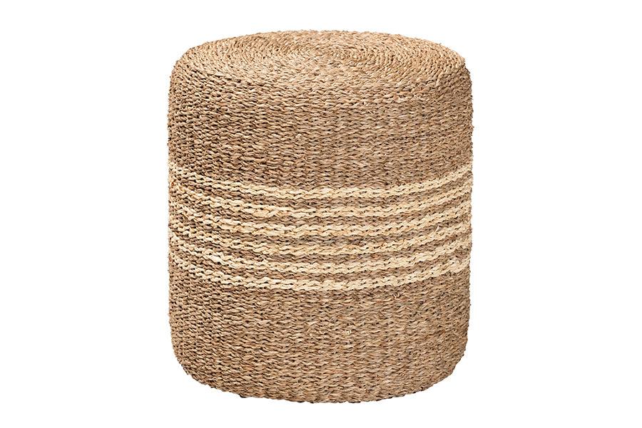 bali & pari Wickham Modern Bohemian Seagrass Ottoman Footstool