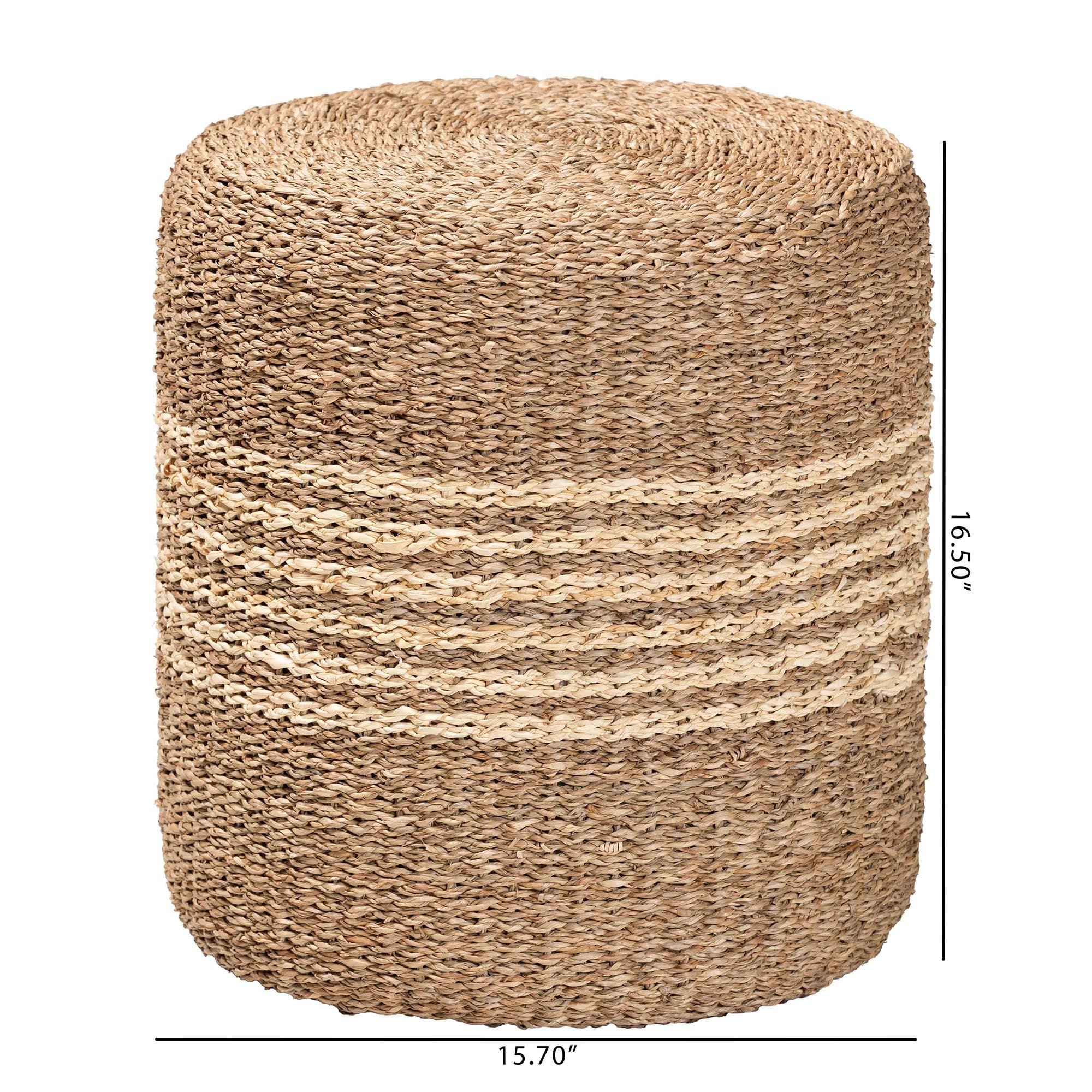 bali & pari Wickham Modern Bohemian Seagrass Ottoman Footstool