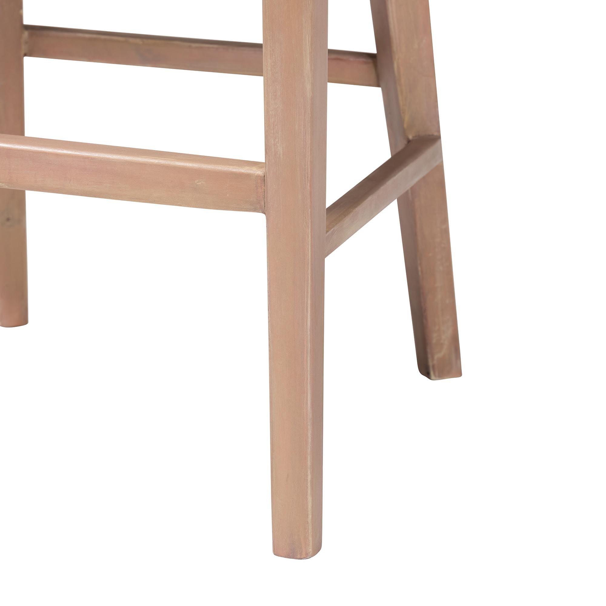 bali & pari Papua Modern Bohemian Antique Washed Rattan and Mahogany Wood Counter Stool