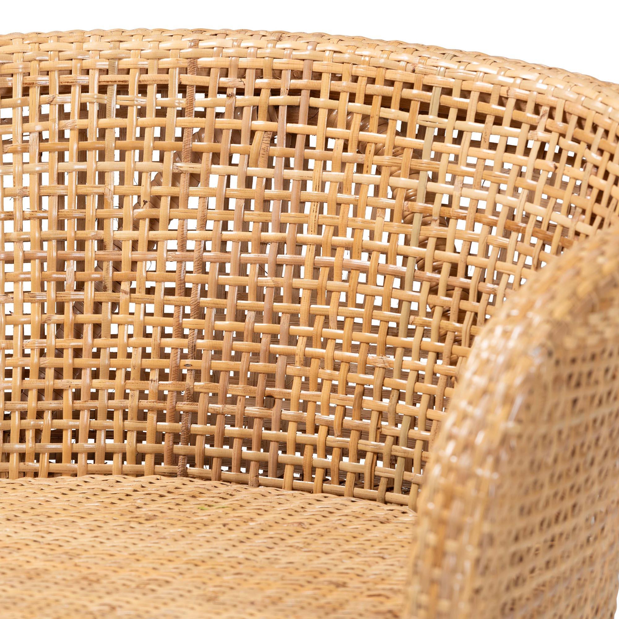 bali & pari Papua Modern Bohemian Rattan and Acacia Wood Counter Stool