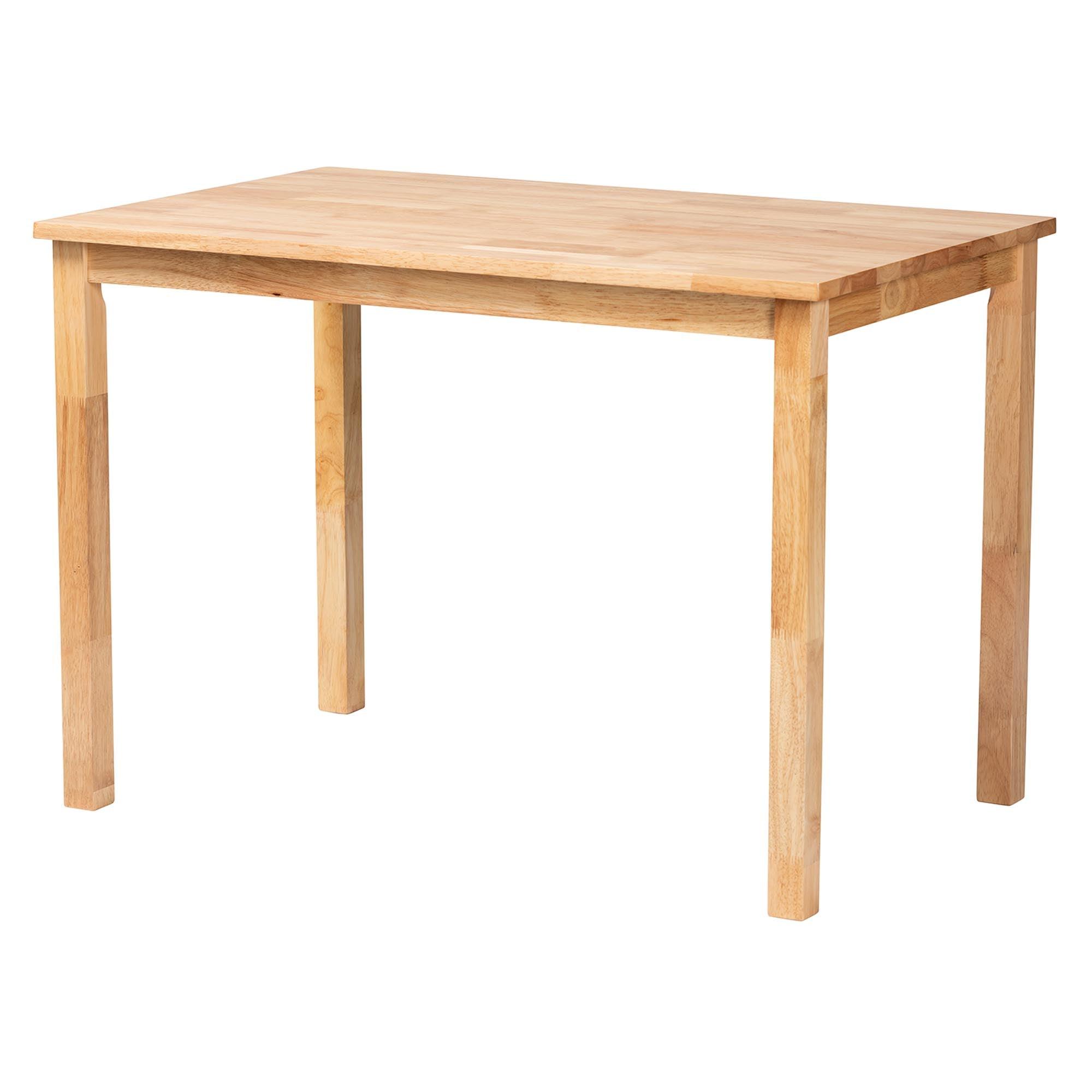 Raisa Modern Bohemian Kubu Rattan Bench and Wood Table 3-Piece Dining Nook Set