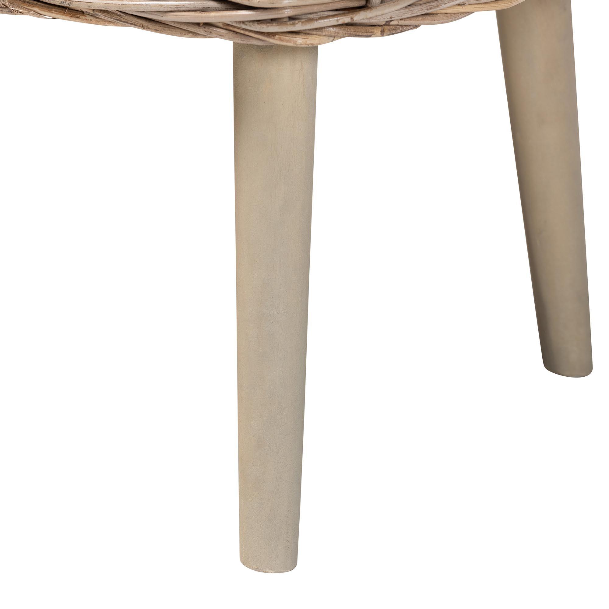 bali & pari Raisa Modern Bohemian Kubu Rattan and Acacia Wood Accent Bench