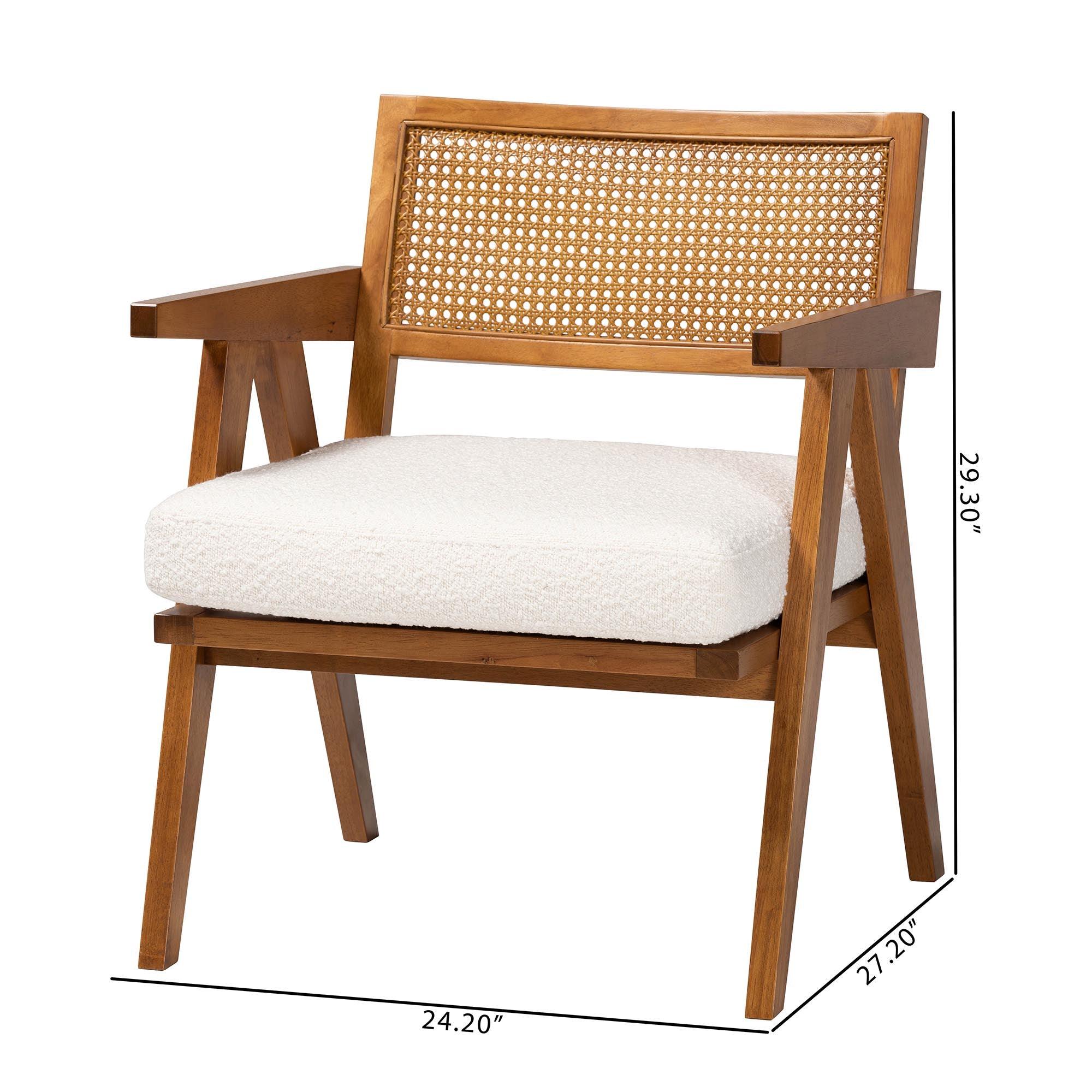 Jetsam Japandi Cream Boucle Fabric and Finished Wood Arm Chair