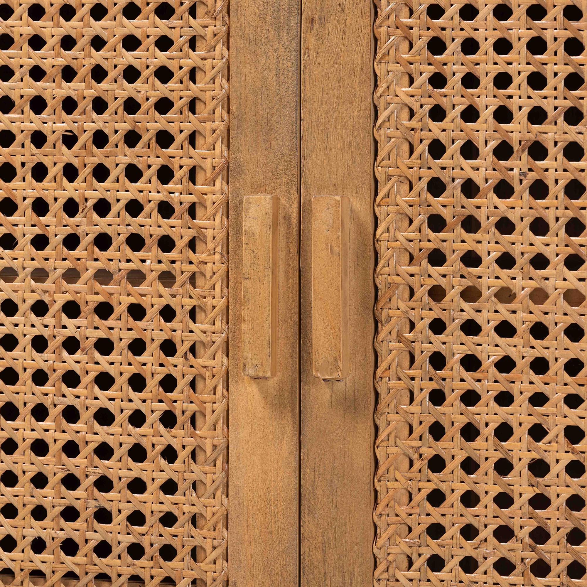 bali & pari Sibu Bohemian Rattan and Reclaimed Wood Cabinet