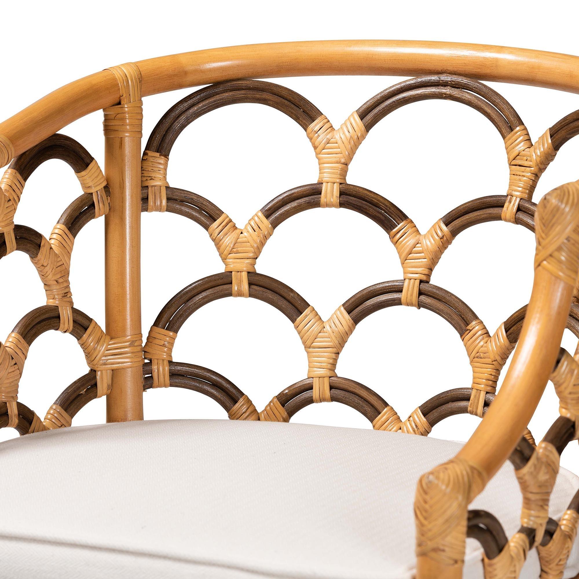 bali & pari Veneto Modern Bohemian Light Honey and Rattan Bar Stool