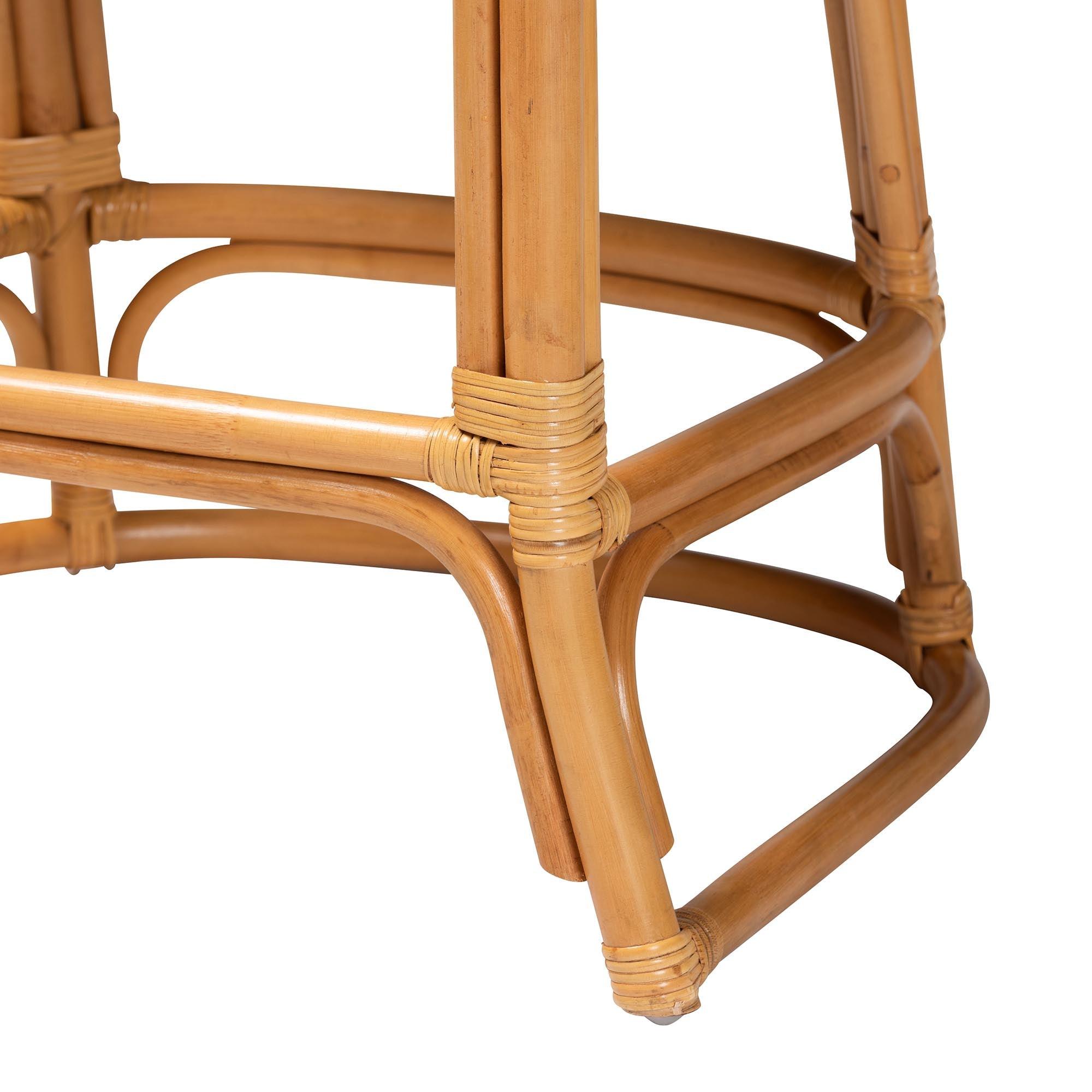 bali & pari Veneto Modern Bohemian Light Honey and Rattan Bar Stool