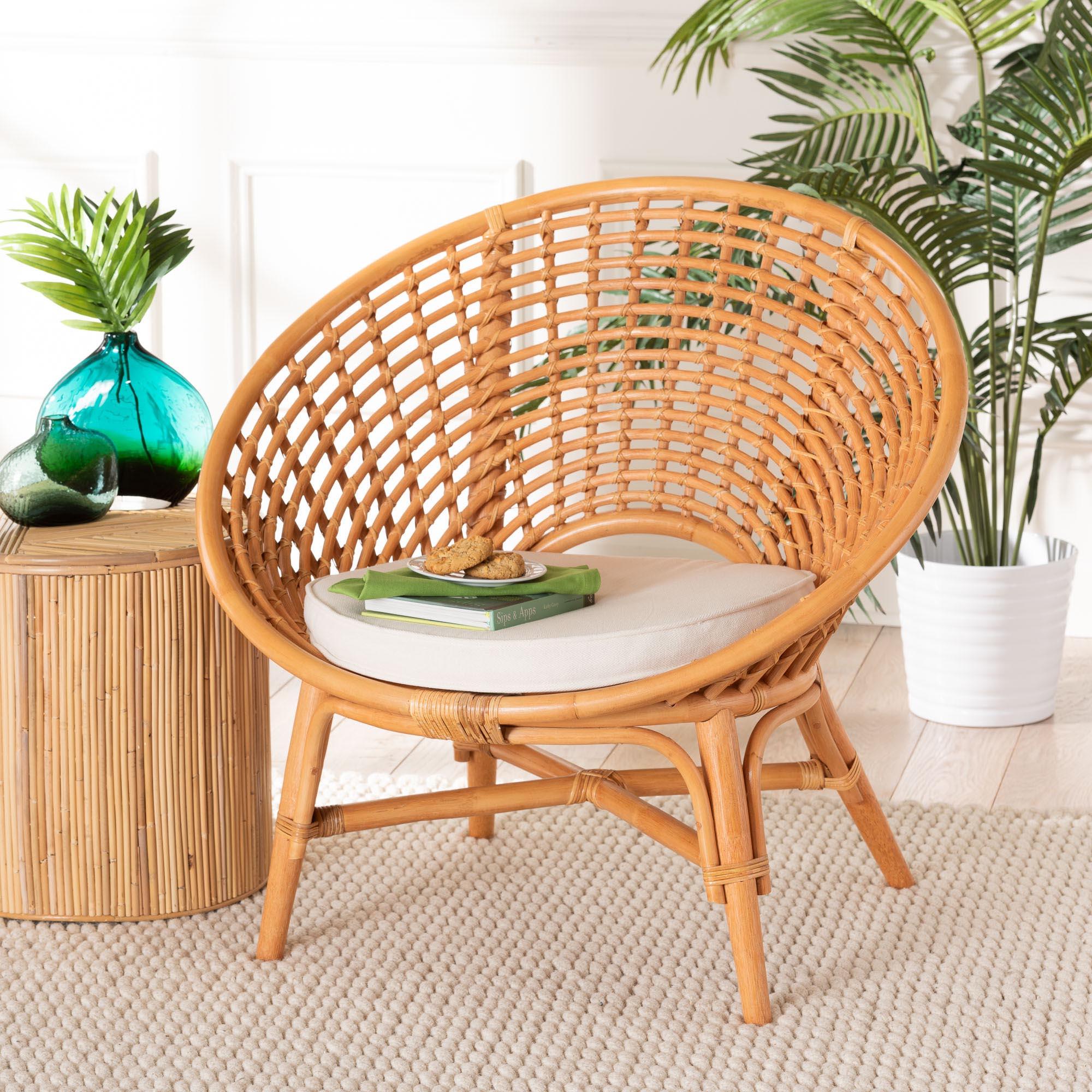 bali & pari Aerin Modern Bohemian Rattan Accent Chair