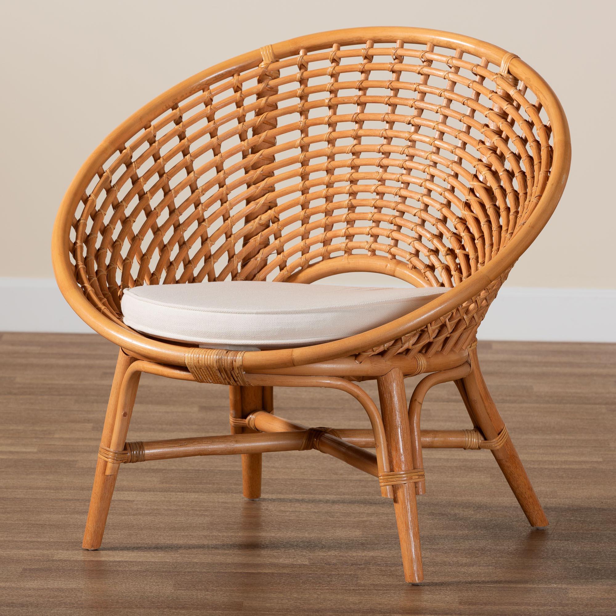 bali & pari Aerin Modern Bohemian Rattan Accent Chair