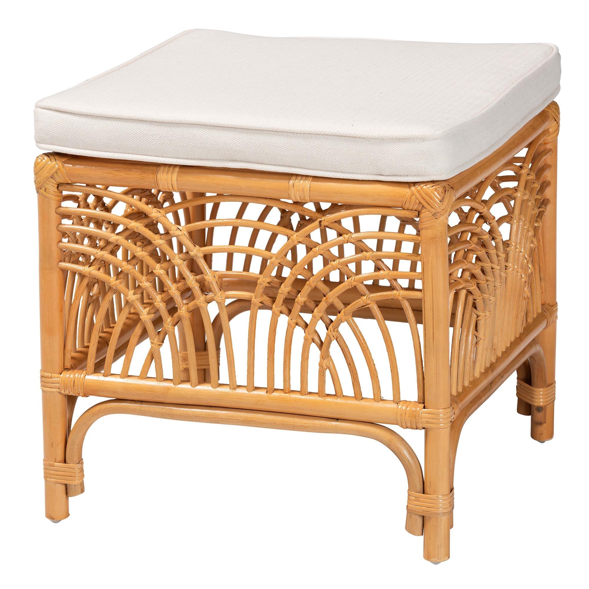 bali & pari Materra Modern bohemian Rattan Footstool