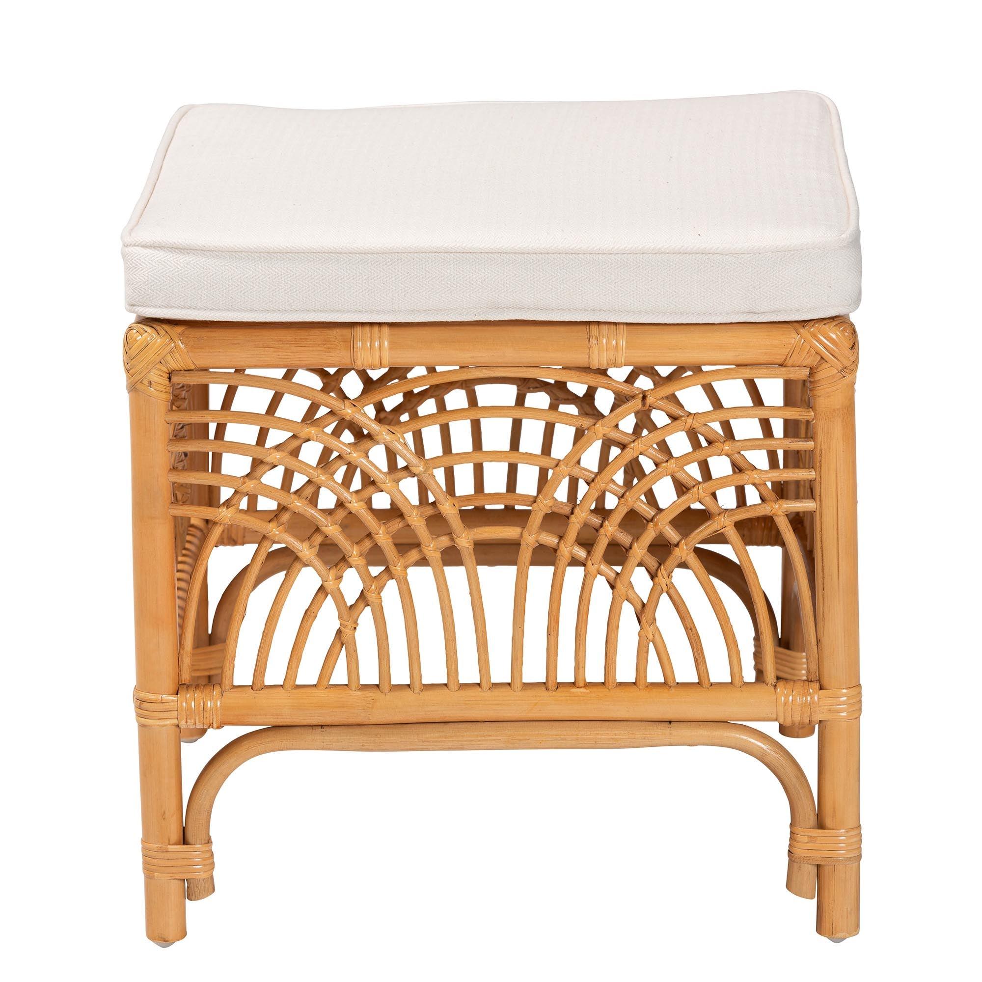 bali & pari Materra Modern bohemian Rattan Footstool