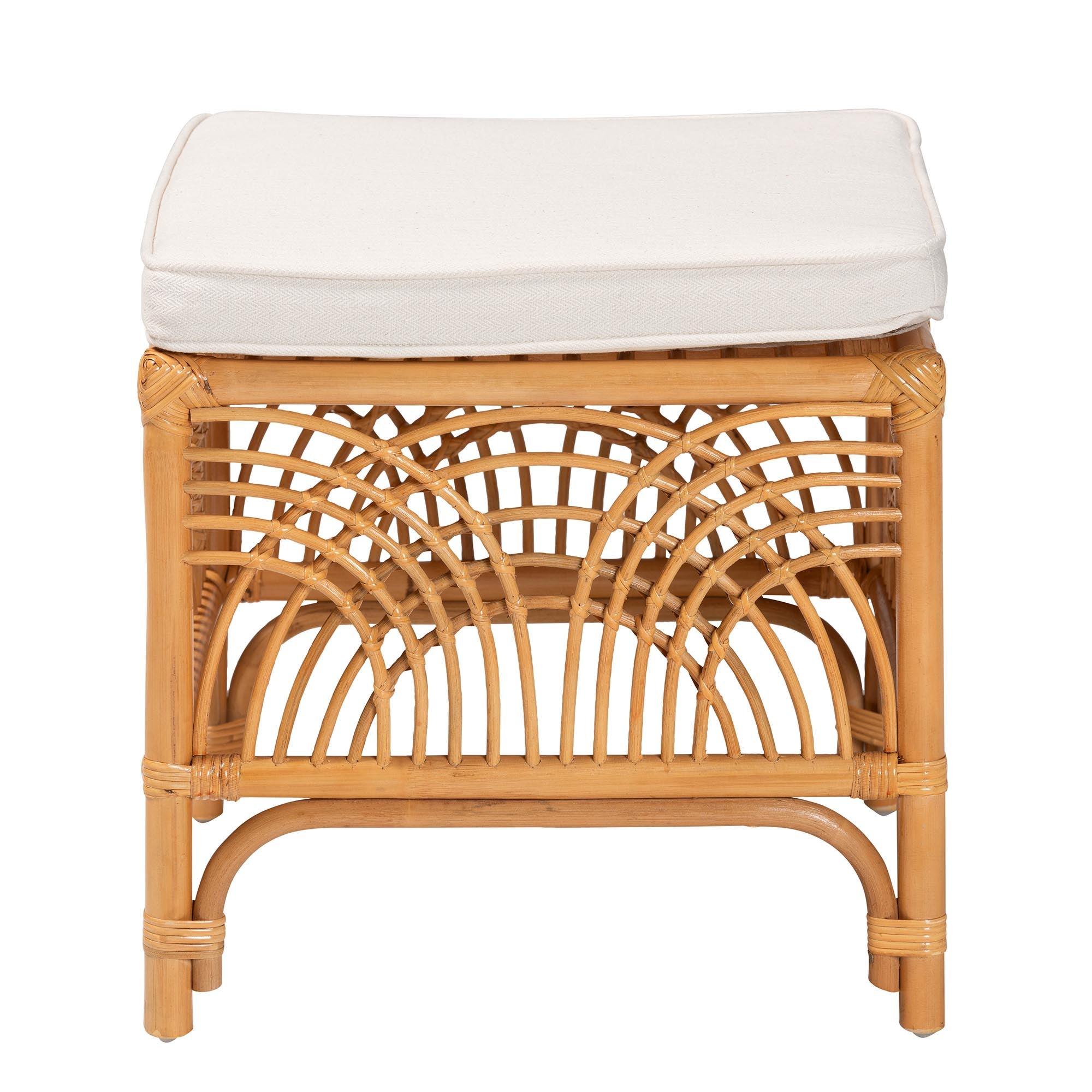bali & pari Materra Modern bohemian Rattan Footstool