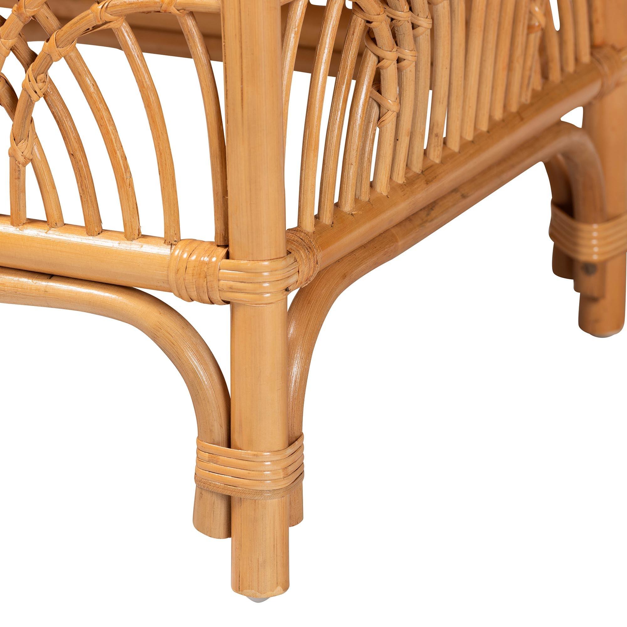 bali & pari Materra Modern bohemian Rattan Footstool