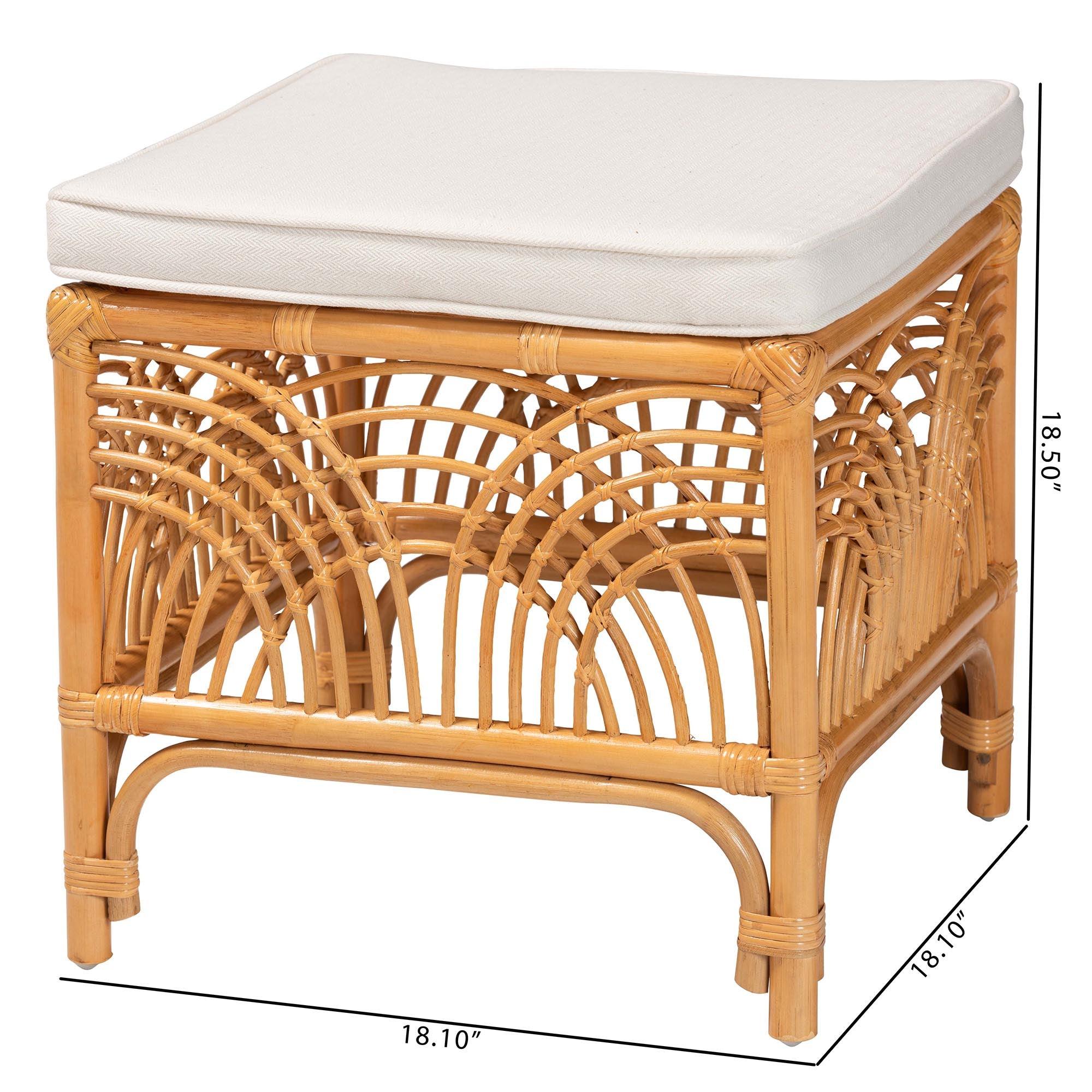 bali & pari Materra Modern bohemian Rattan Footstool