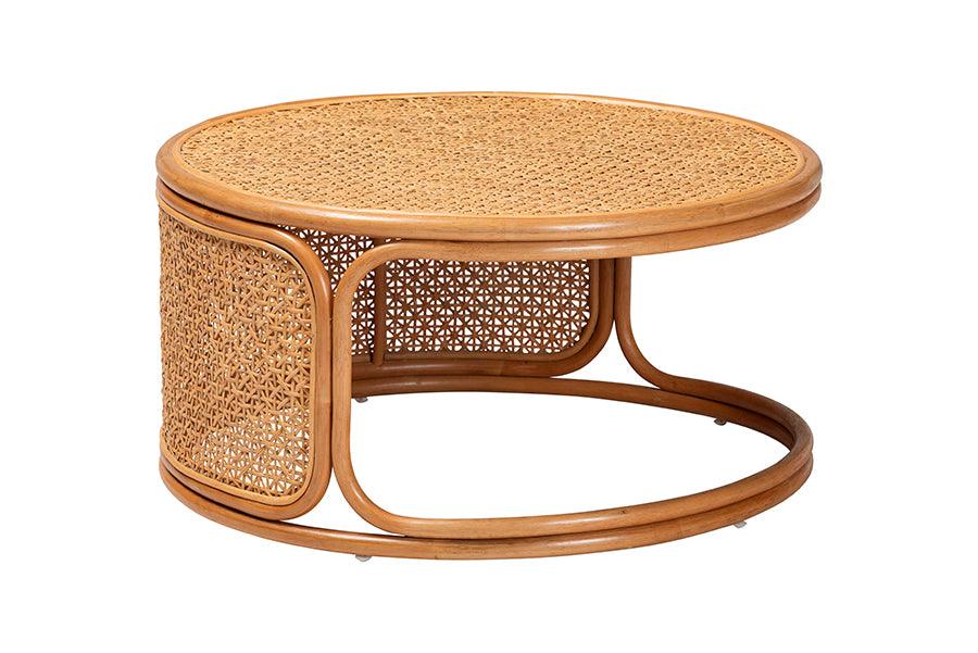 bali & pari Eldon Bohemian Honey Rattan Coffee Table