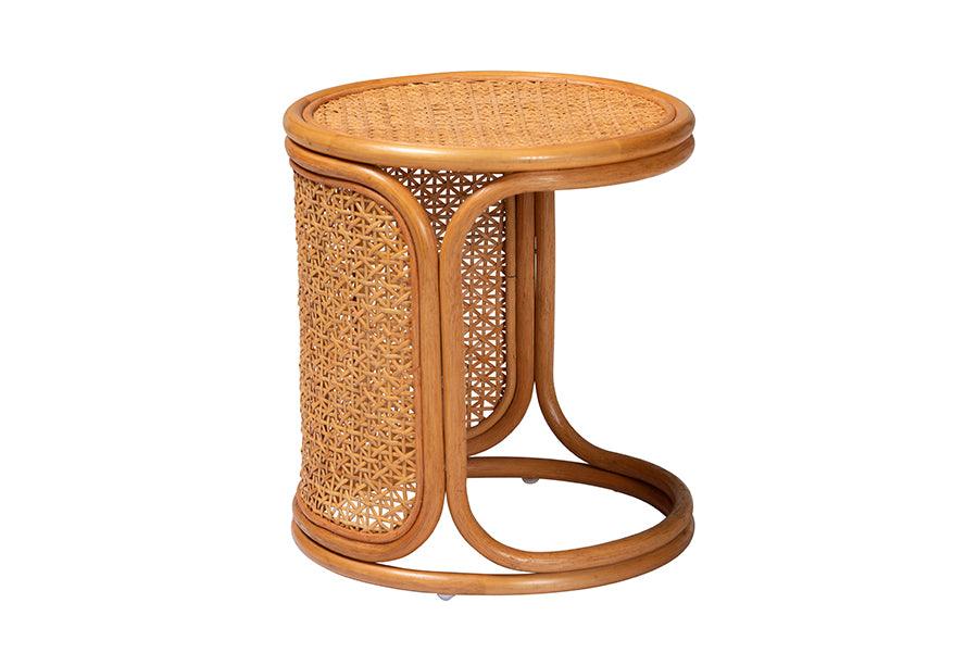 bali & pari Eldon Bohemian Honey Rattan End Table