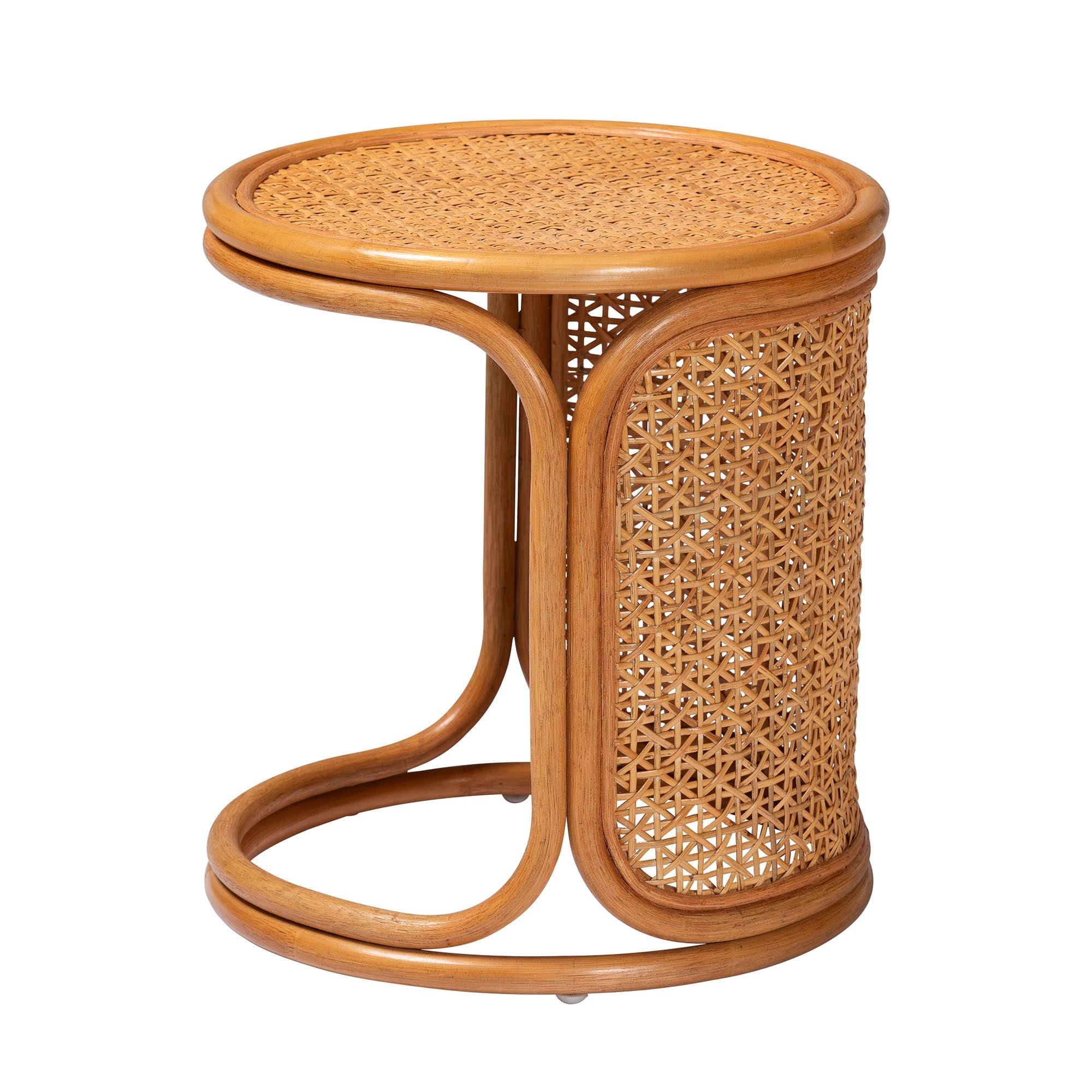 bali & pari Eldon Bohemian Honey Rattan End Table