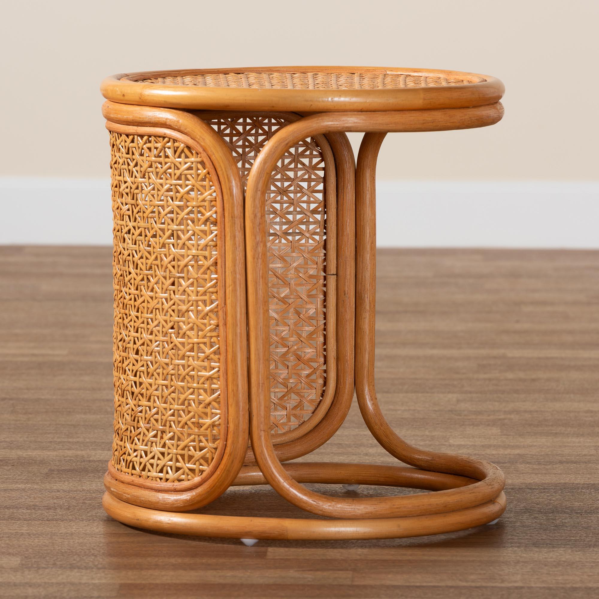 bali & pari Eldon Bohemian Honey Rattan End Table
