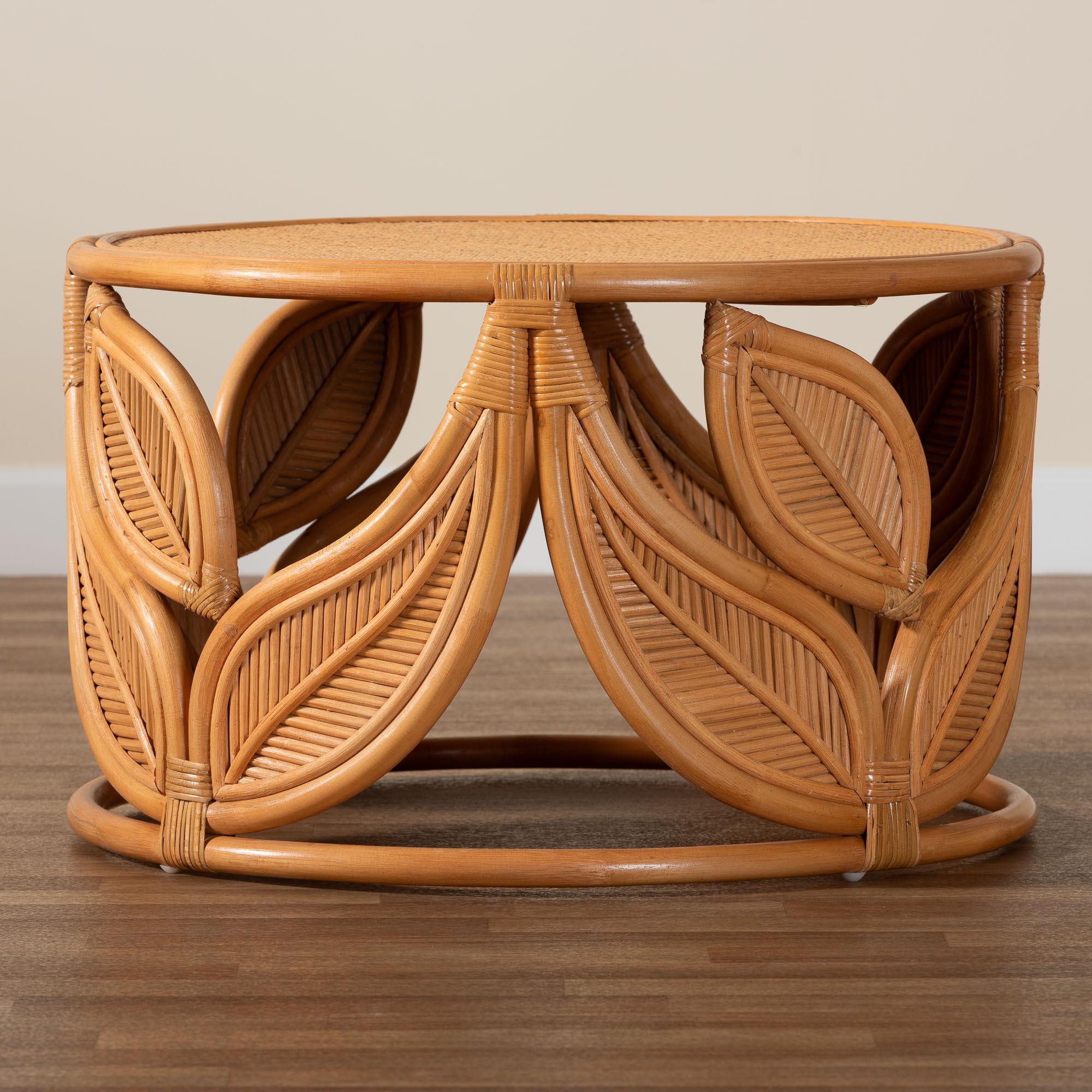 bali & pari Raflesia Modern Bohemian Rattan Coffee Table