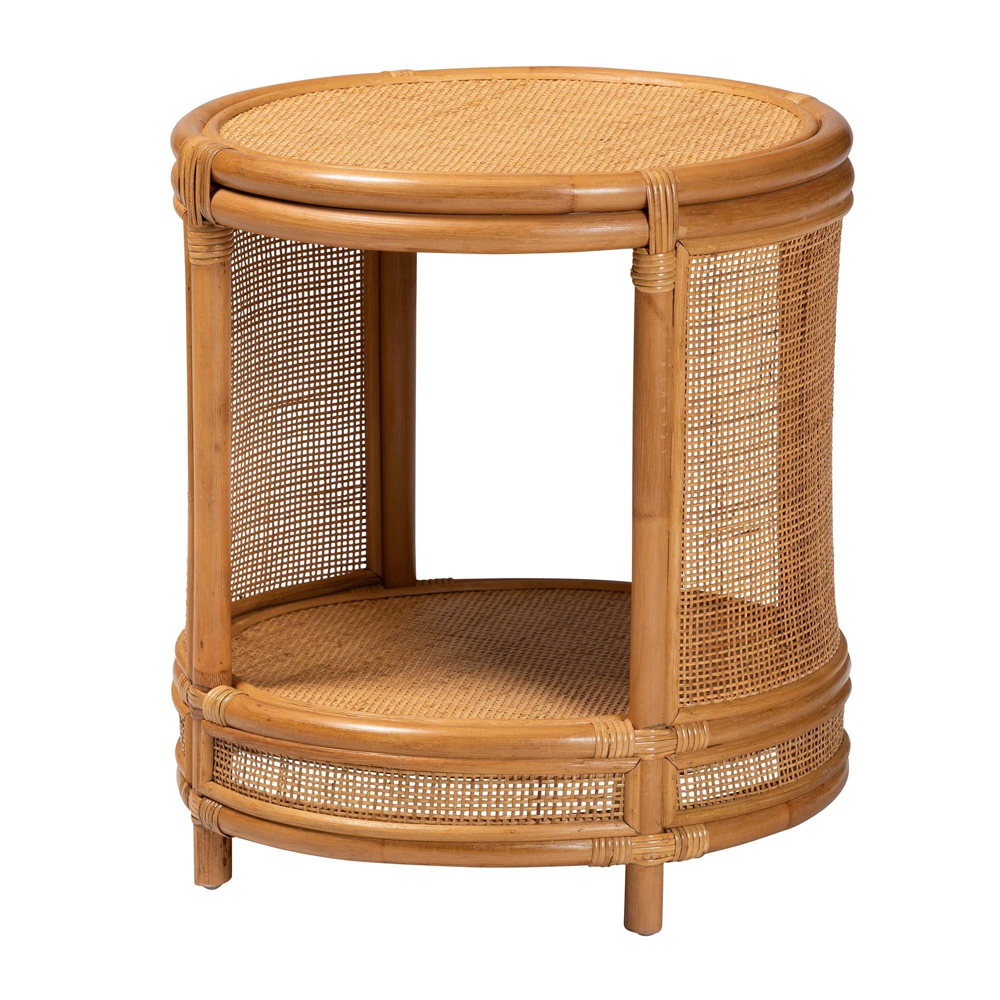 bali & pari Louis Modern Bohemian Rattan End Table