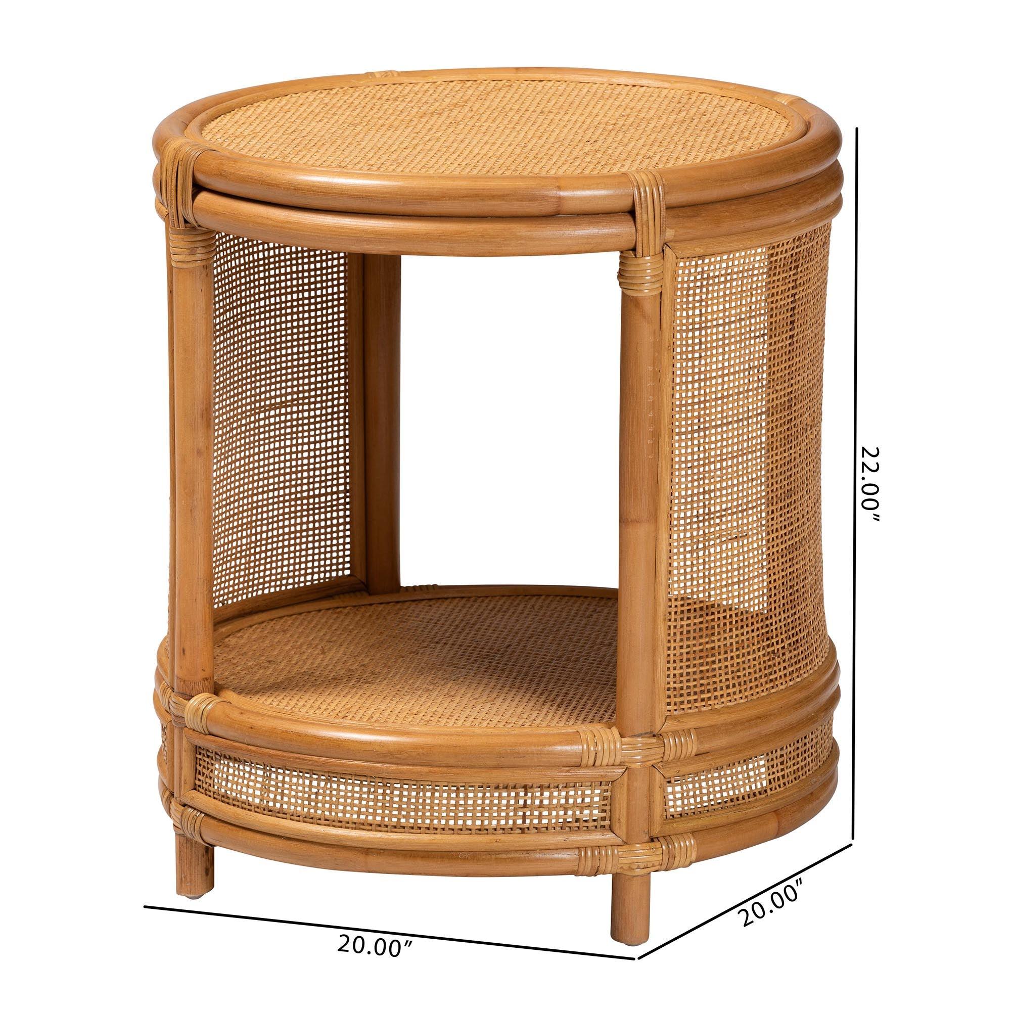 bali & pari Louis Modern Bohemian Rattan End Table