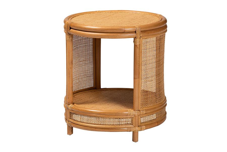 bali & pari Louis Modern Bohemian Rattan End Table