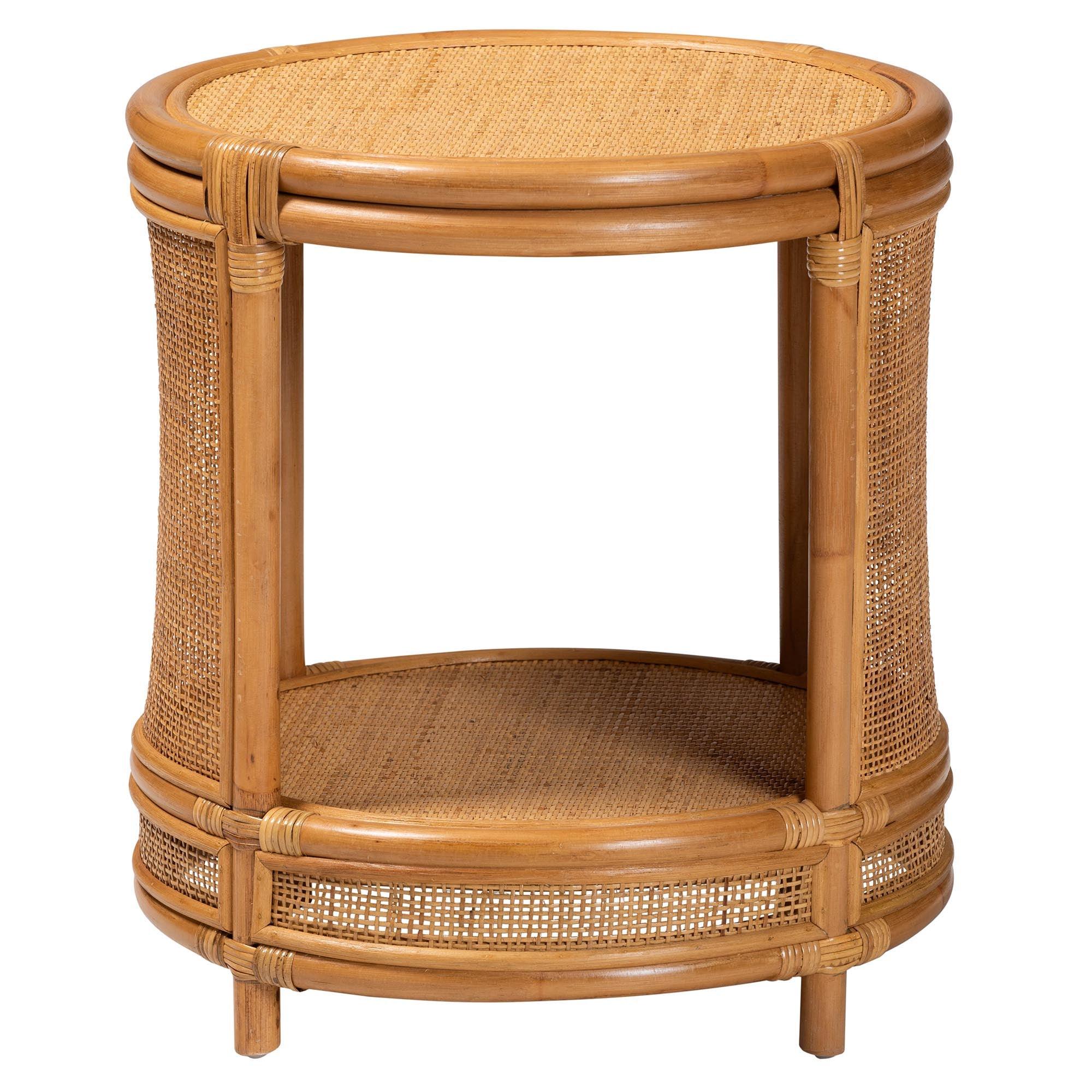 bali & pari Louis Modern Bohemian Rattan End Table