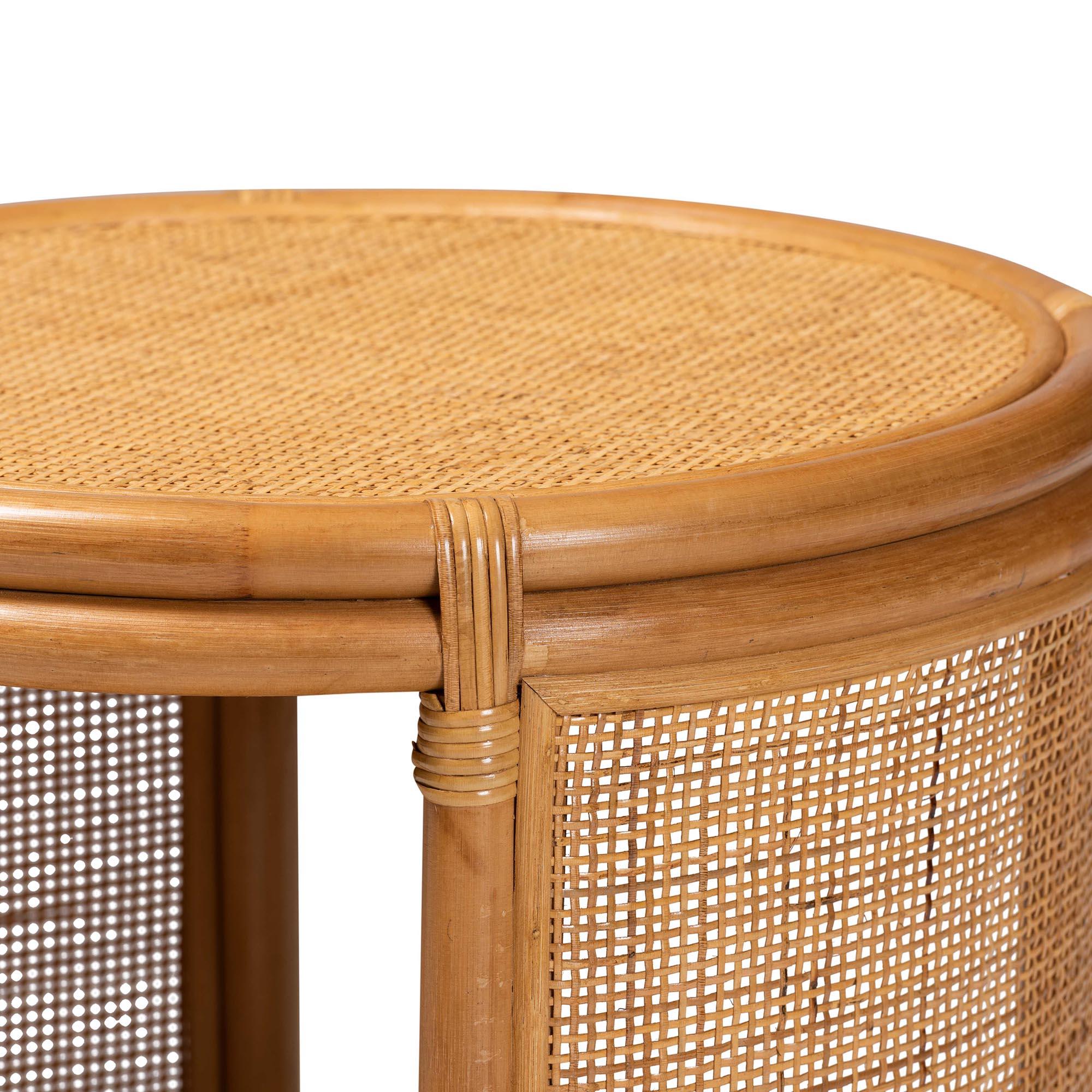 bali & pari Louis Modern Bohemian Rattan End Table
