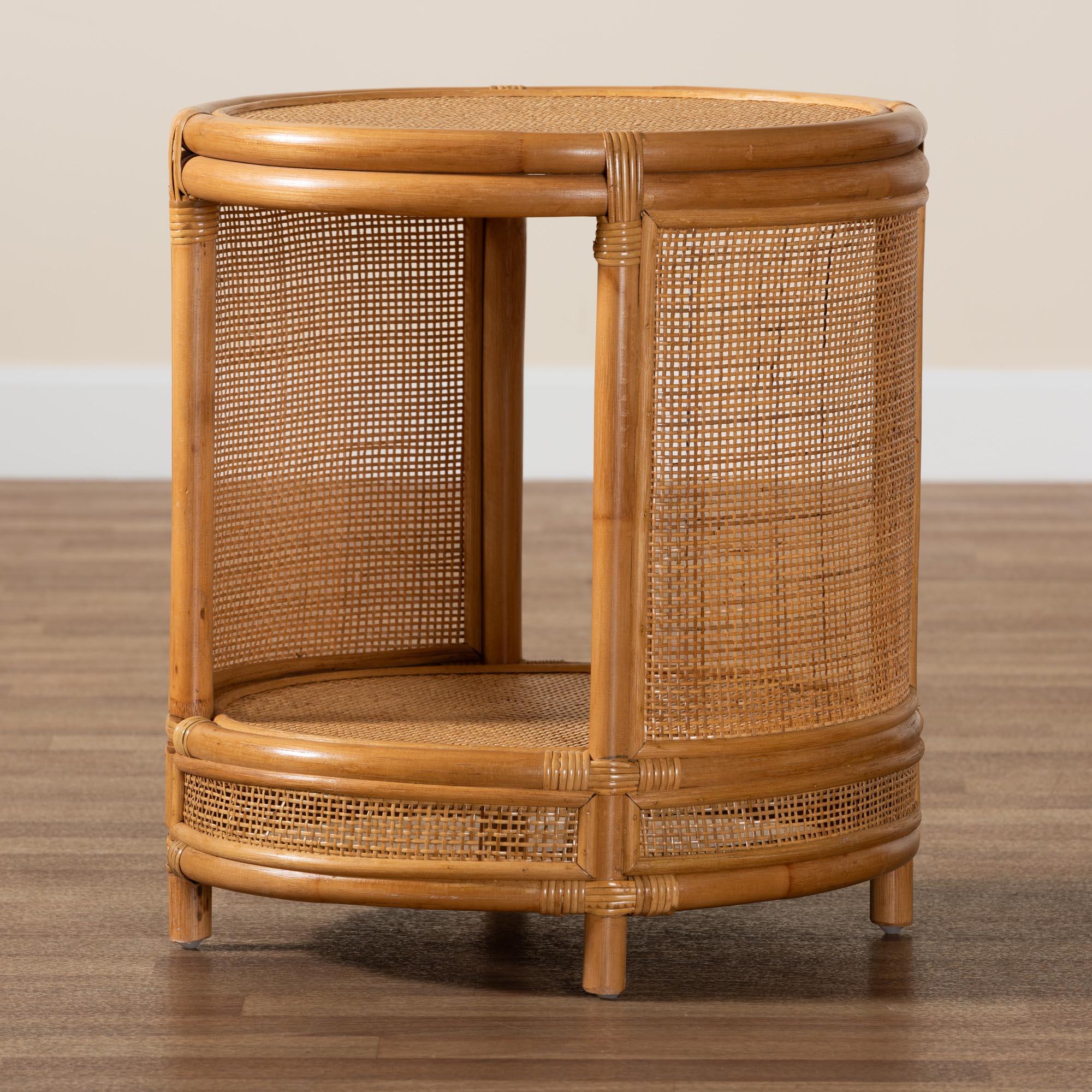bali & pari Louis Modern Bohemian Rattan End Table