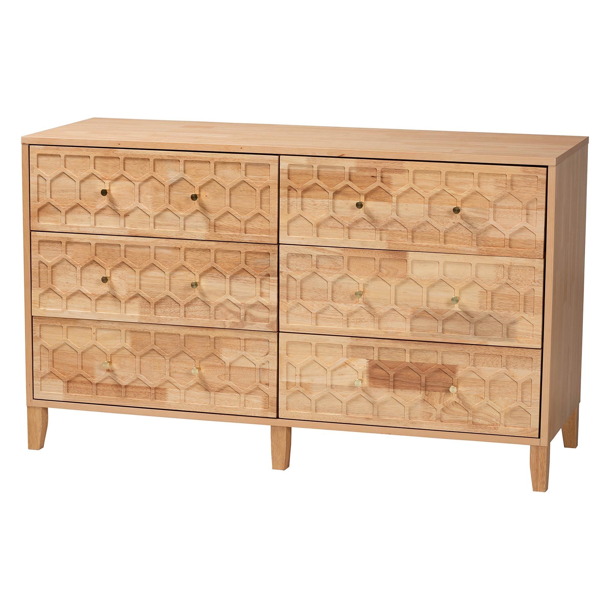 Hosea Japandi Carved Honeycomb 5-Piece Bedroom Set