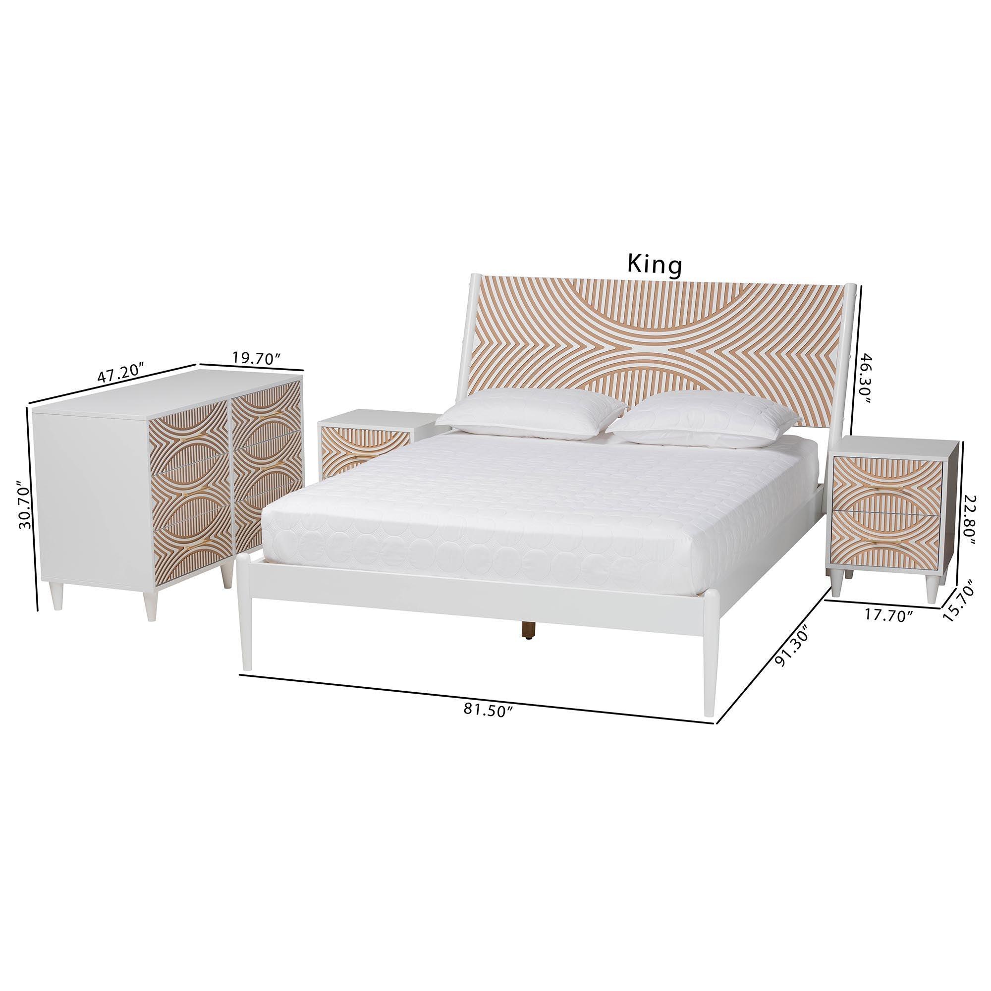 Louetta Coastal Caved Contrasting 4-Piece Bedroom Set